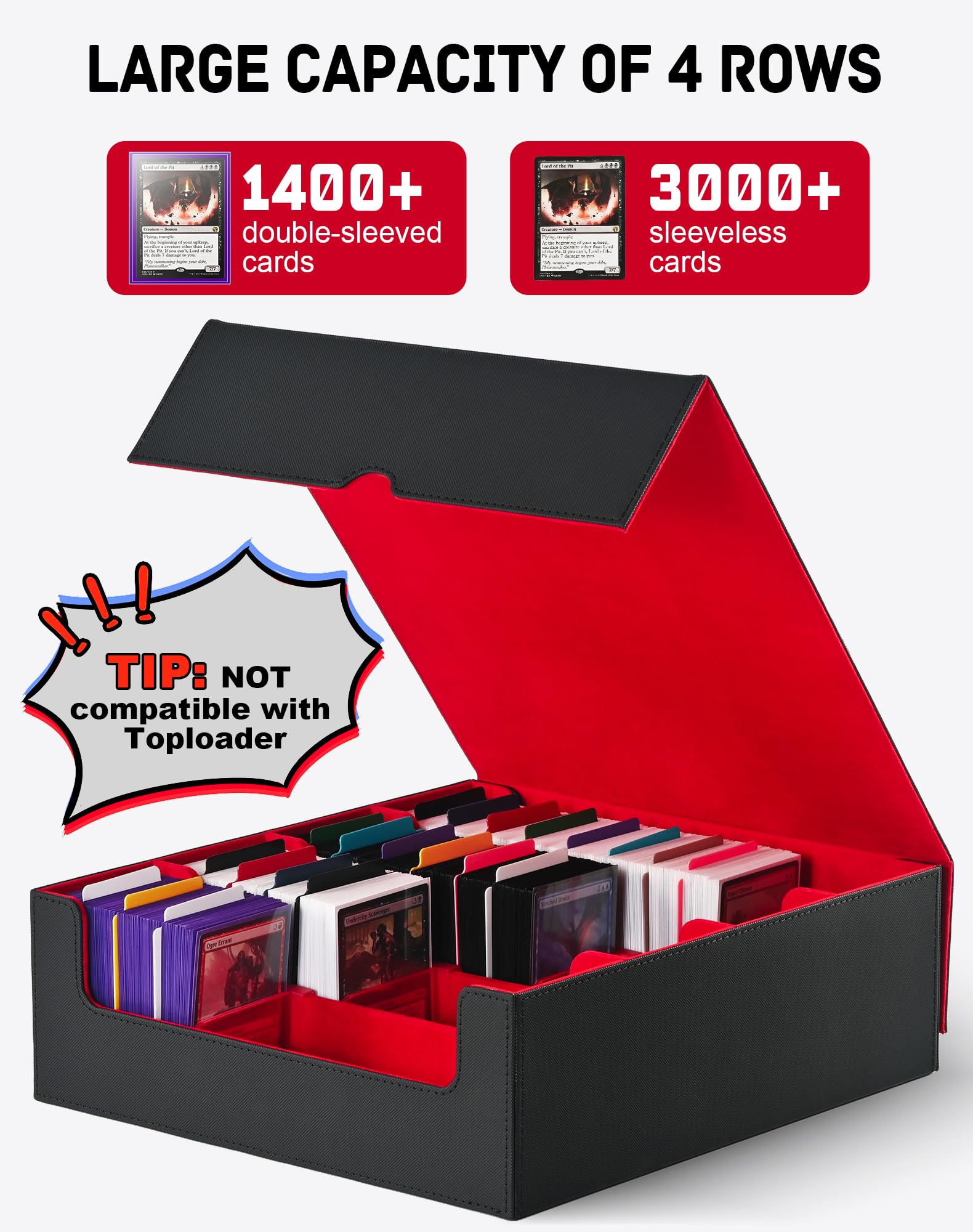 Caja De Almacenamiento ZLCA Para 2400+ Tarjetas – Organizador Con 24 Separadores Y 4 Tapones, Ideal Para MTG Y Juegos De Cartas Coleccionables