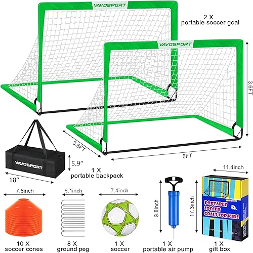 Miniatura 9 de Juego de porterías de fútbol para niños para patio trasero  2 de 4 x 3 pies, equipo de entrenamiento de portería de fútbol portátil, red de fútbol