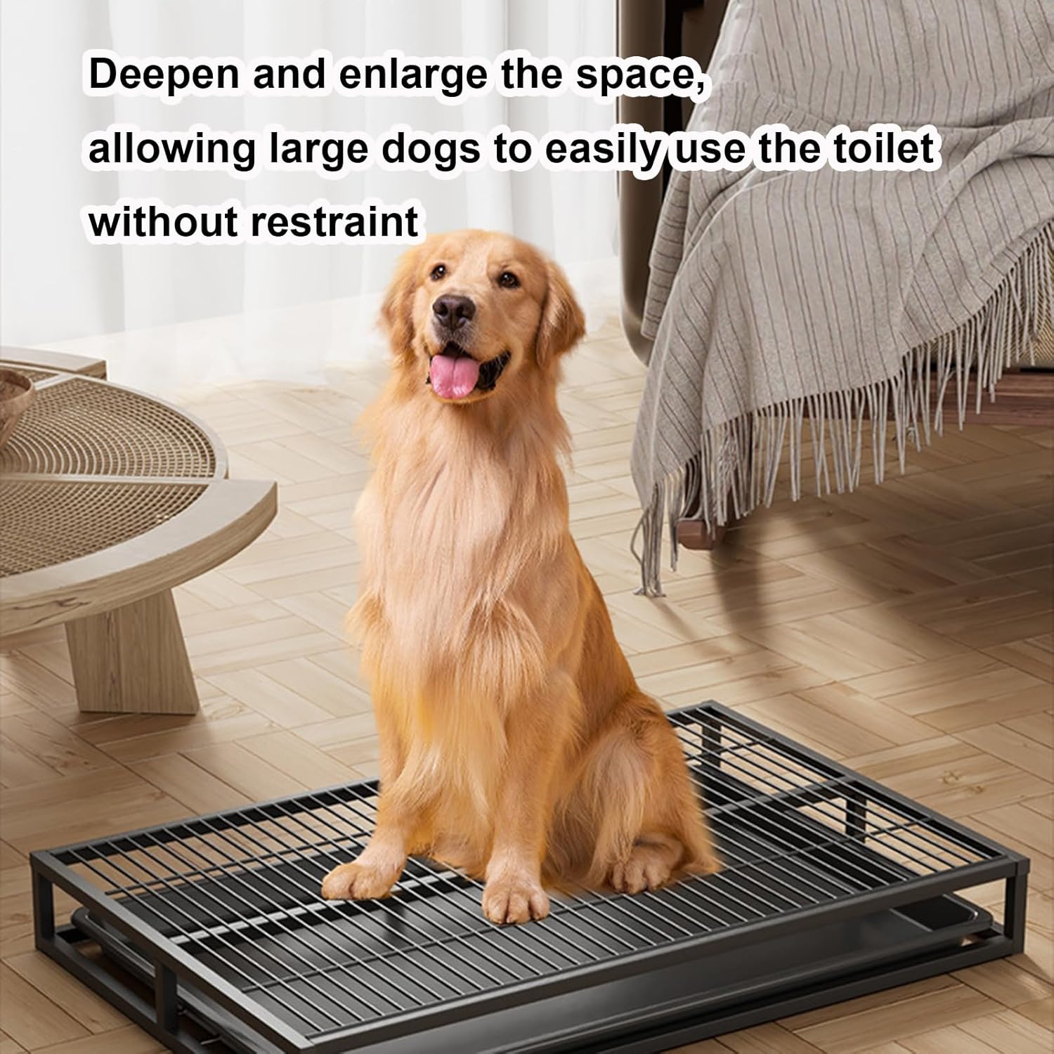 Indoor Dog Potty Toilet, Elevated Pee Pad Holder for All Breeds, Keeps Paws & Floors Clean, Ideal for Bedroom/Dorm, Rainy Days & Early Mornings/Late Nights (Black,S: 21.3 x 14.7 x 3.2 inch)