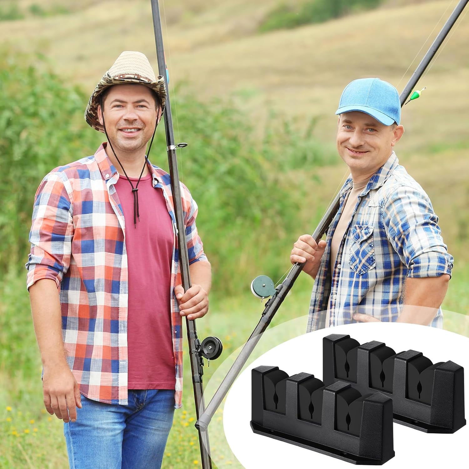 Sratte 4 Pcs Rod Holders for Fishing Boat Wall Mount Fishing Pole Holders Horizontal EVA Foam Garage Rod Rack Summer Boat Accessories for Men Gifts