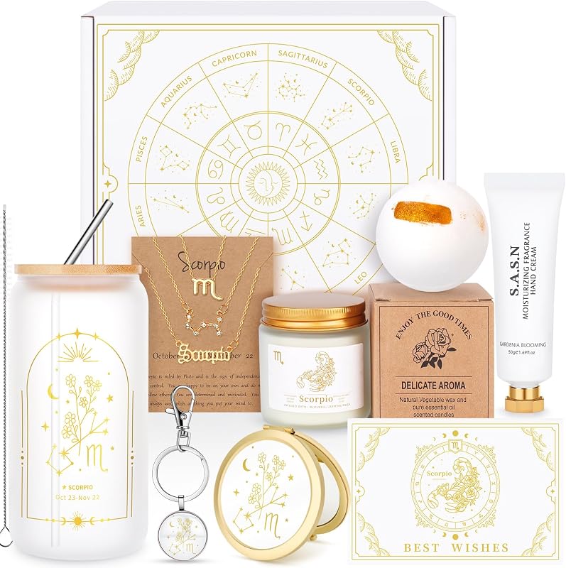 Kit de presente Fortuning's JDS com tema de Escorpião, branco, 12 itens