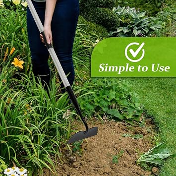Garden Hoe, Draw Hoe Garden Tool with Long Handle, 167 cm Digging Hoes for Weeding, Heavy Duty Metal Gardening Hoe for Loosening Soil, Adjustable Length Metal Handle