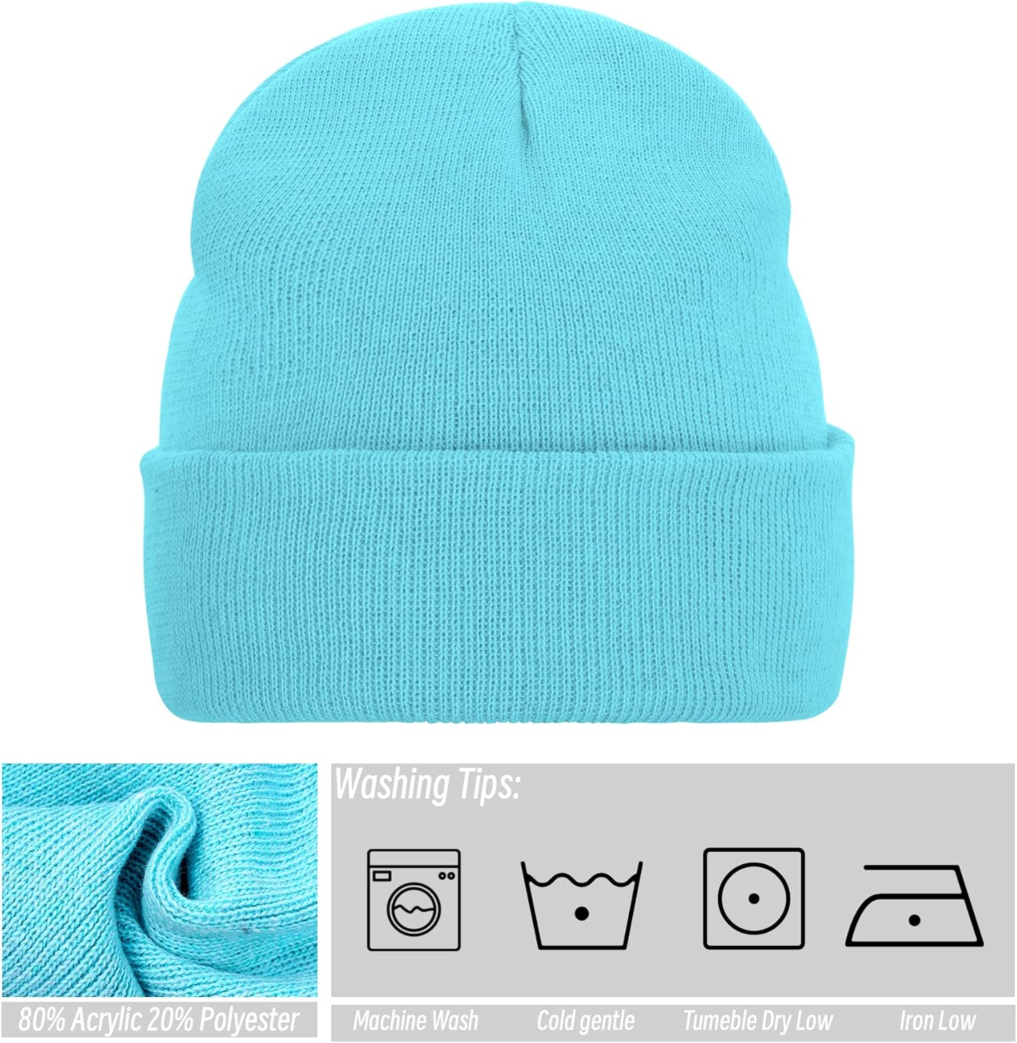 Beanie for Men Women, Slouchy Knitted Beanie Hats Winter Warm Hat Unisex Cuffed Plain Hat for Cold Weather - Image 3