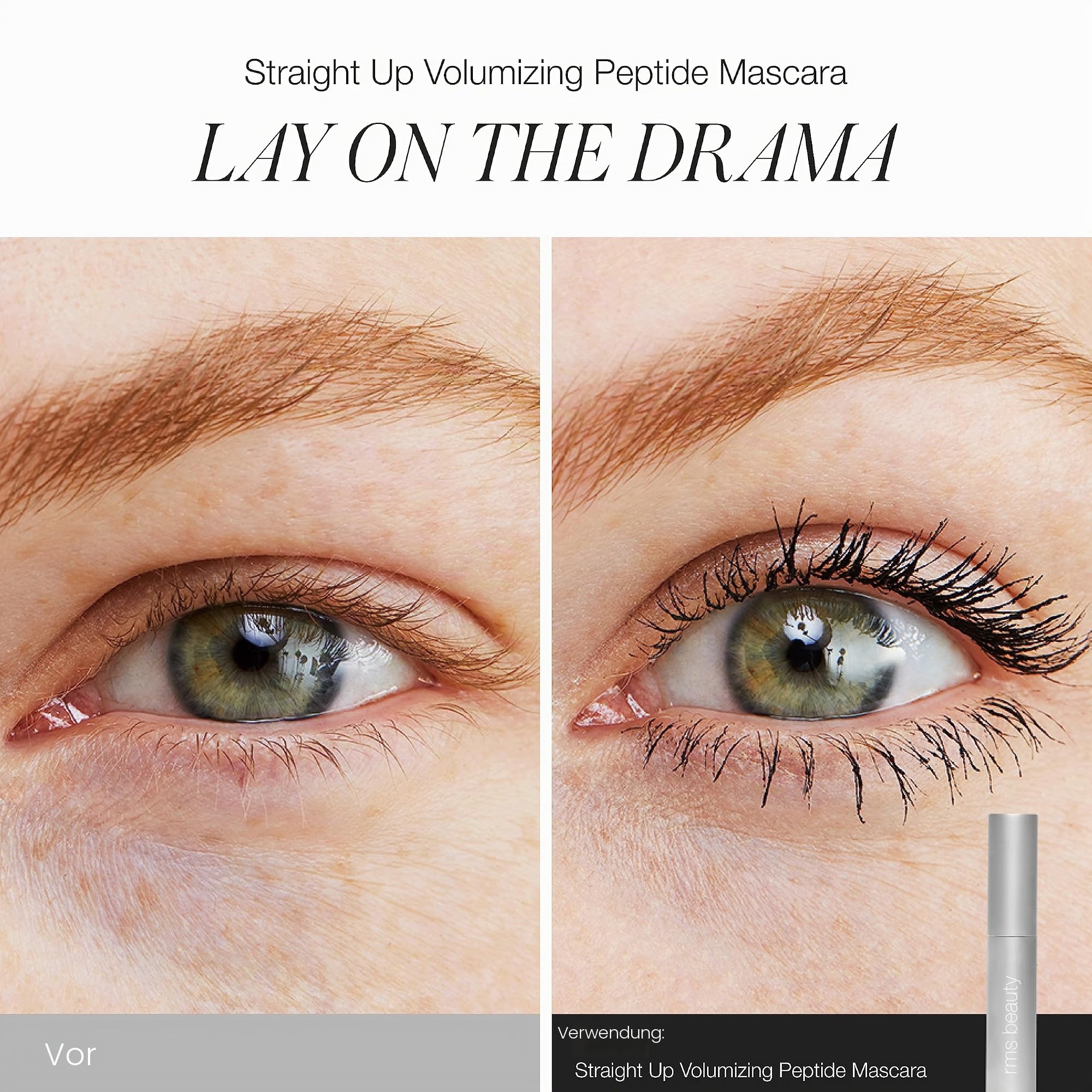 RMS Beauty Straight Up Volumizing Peptide Mascara – HD Black for Women 0,34 oz Mascara