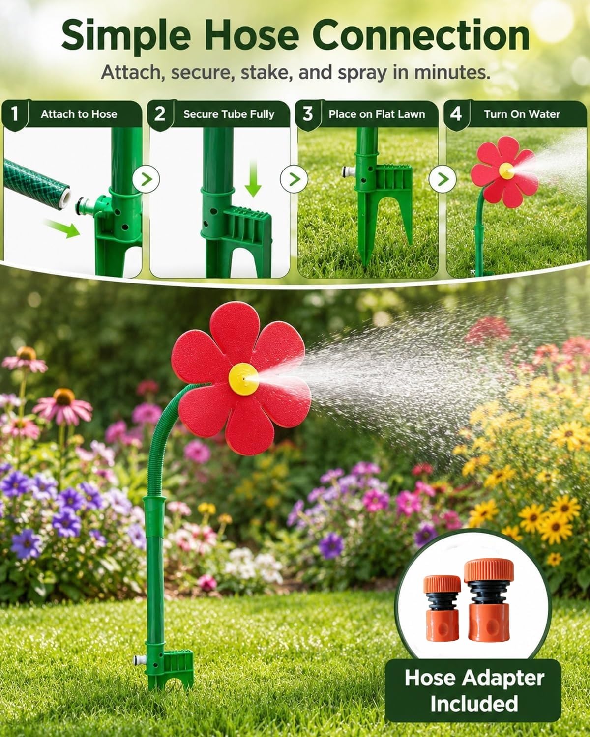 Irrigatore D'Acqua Gioco Girasole, Irrigatore Specifico Cani, Testina Rotante 360 Gradi Forma Fiore, Perfetta Irrigare Giardini Cortili Rinfrescare L'Ambiente Durante L'Estate (2pcs*Giallo)