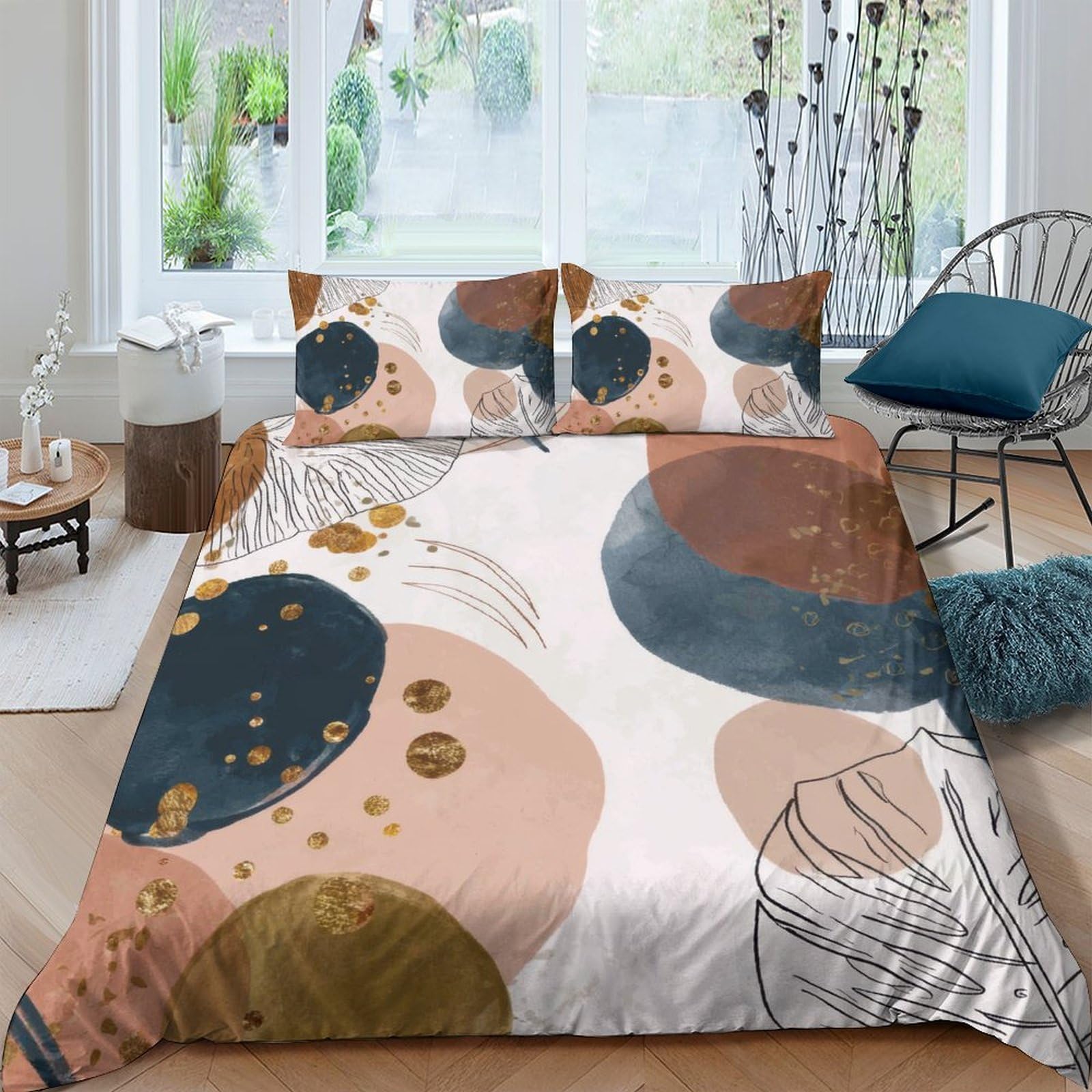 Ctjqhvkz Style-2 3D Printed Abstract Geometric Fitted Sheet Microfiber Soft Colorful Art Circles Mattress Cover For Bedroom Home Decor Single（135X200cm）