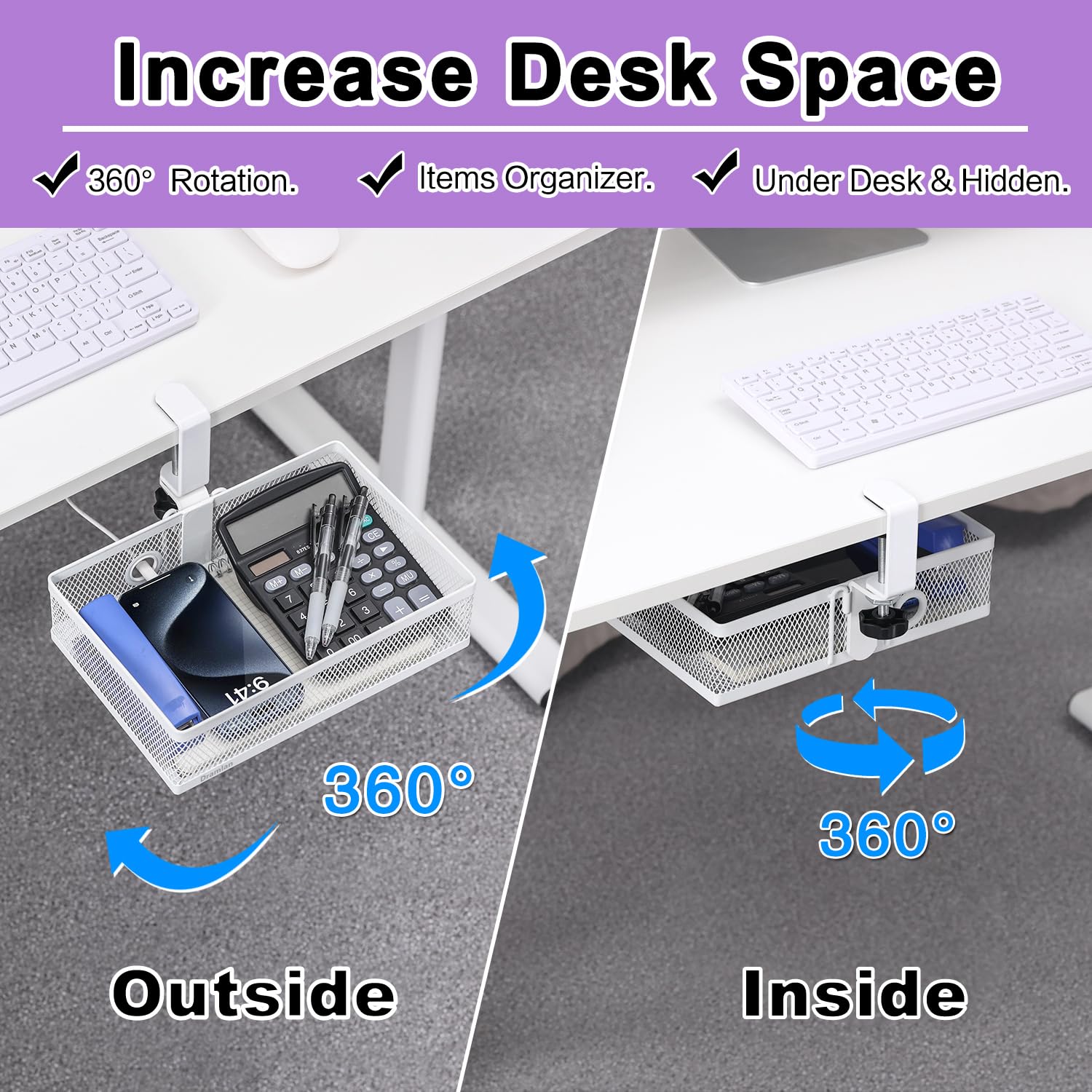 Diagone Draaibaar bureau Gibril - kast en bureau in 1 - Wit/Eikenkleur | Leen Bakker