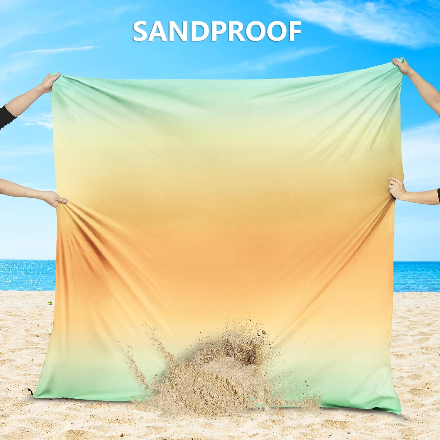Beach Blanket Waterproof Sandproof Extra Large, Oversized Beach Mat,Quick Drying & Compact & Lightweight, with Stakes, Storage Bag, Picnic Blankets Vacation Essentials for Outdoor Beach Camping - Image 4