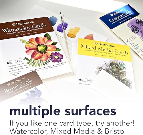 Miniatura 6 de Strathmore Tarjetas creativas, marfil con borde de cubierta, 5 x 6.875 pulgadas, paquete de 6, sobres incluidos, tarjetas de felicitación