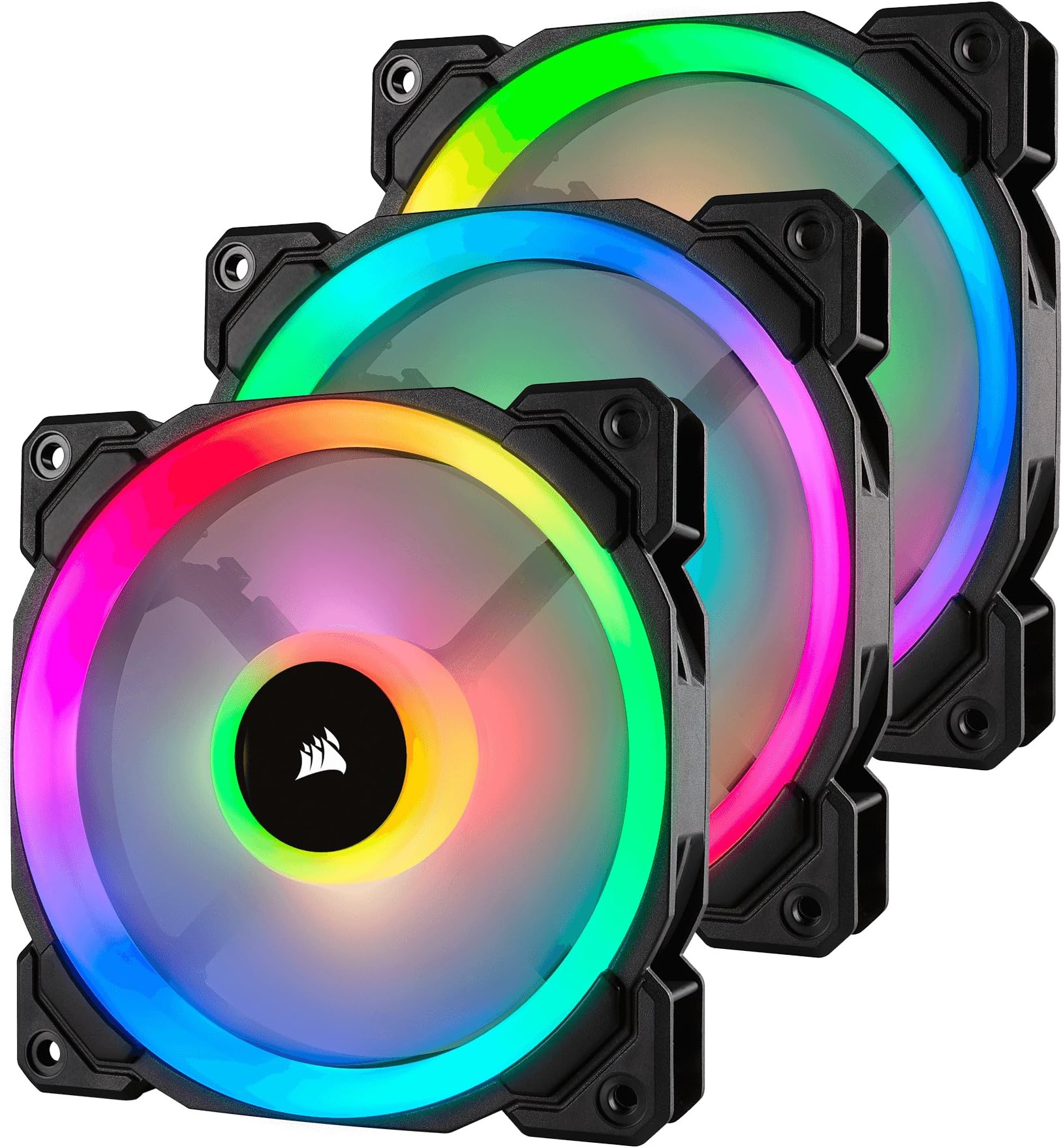 Corsair LL Series LL120 RGB 120mm Dual Light Loop RGB LED PWM Fan 3 Fan Pack with Lighting Node Pro (CO-9050072-WW)