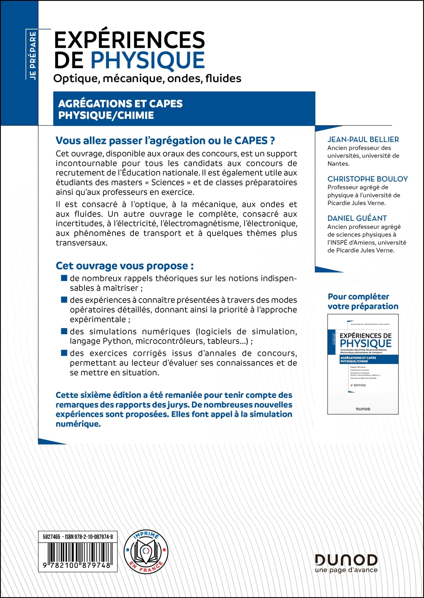 Expériences de physique - Optique, mécanique, ondes, fluides - 6e éd.: Agrégations et CAPES
