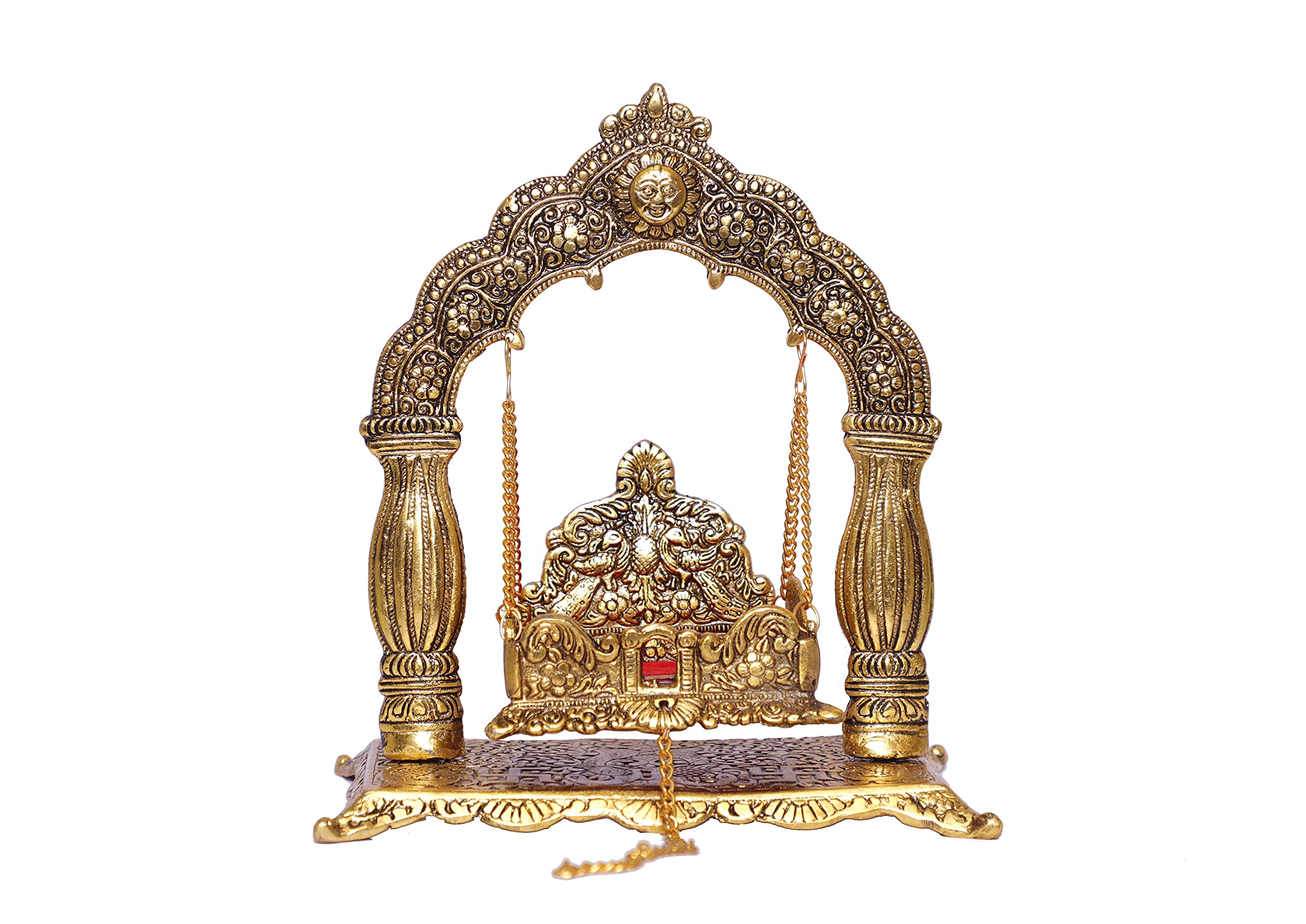 KridayKraft Metalowy posąg Laddu Gopal Palna, Kryszna Jhula Metalowy posąg do świątyni Pooja, Laddu Gopal Jhula, udekoruj swój dom i religijny prezent dla idola, figurki wystawowe