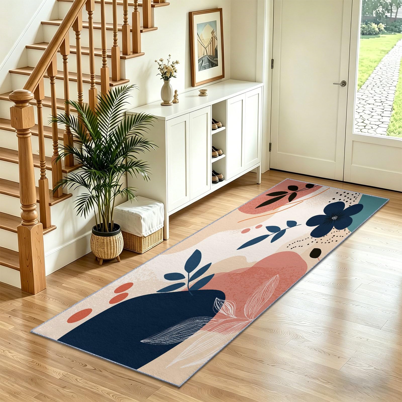 Tapis de cuisine 80x200 cm pour couloir et entrée au style floral