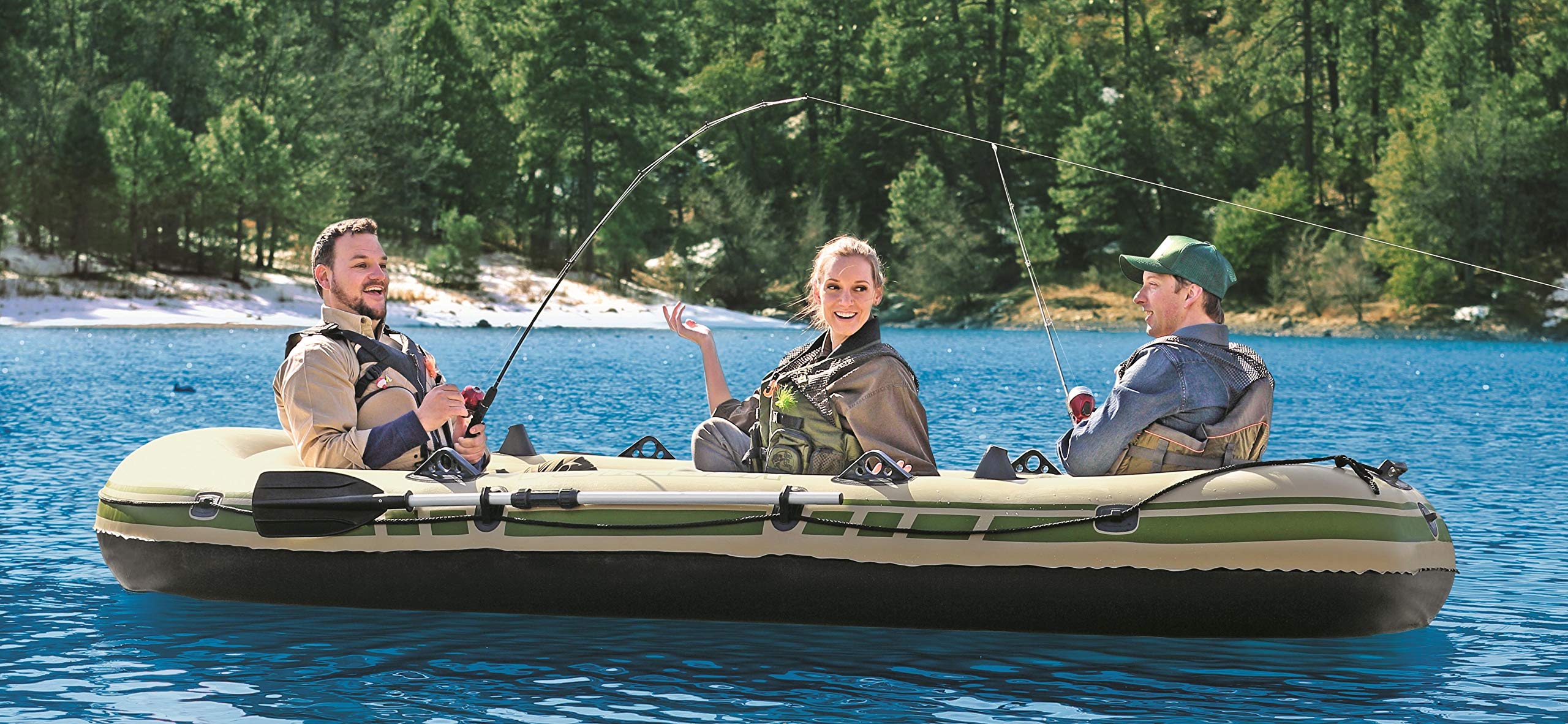 Bestway Hydro-Force Schlauchboot-Set Voyager 500, für 3 Personen, 348 x 141 x 48 cm, Mehrfarbig