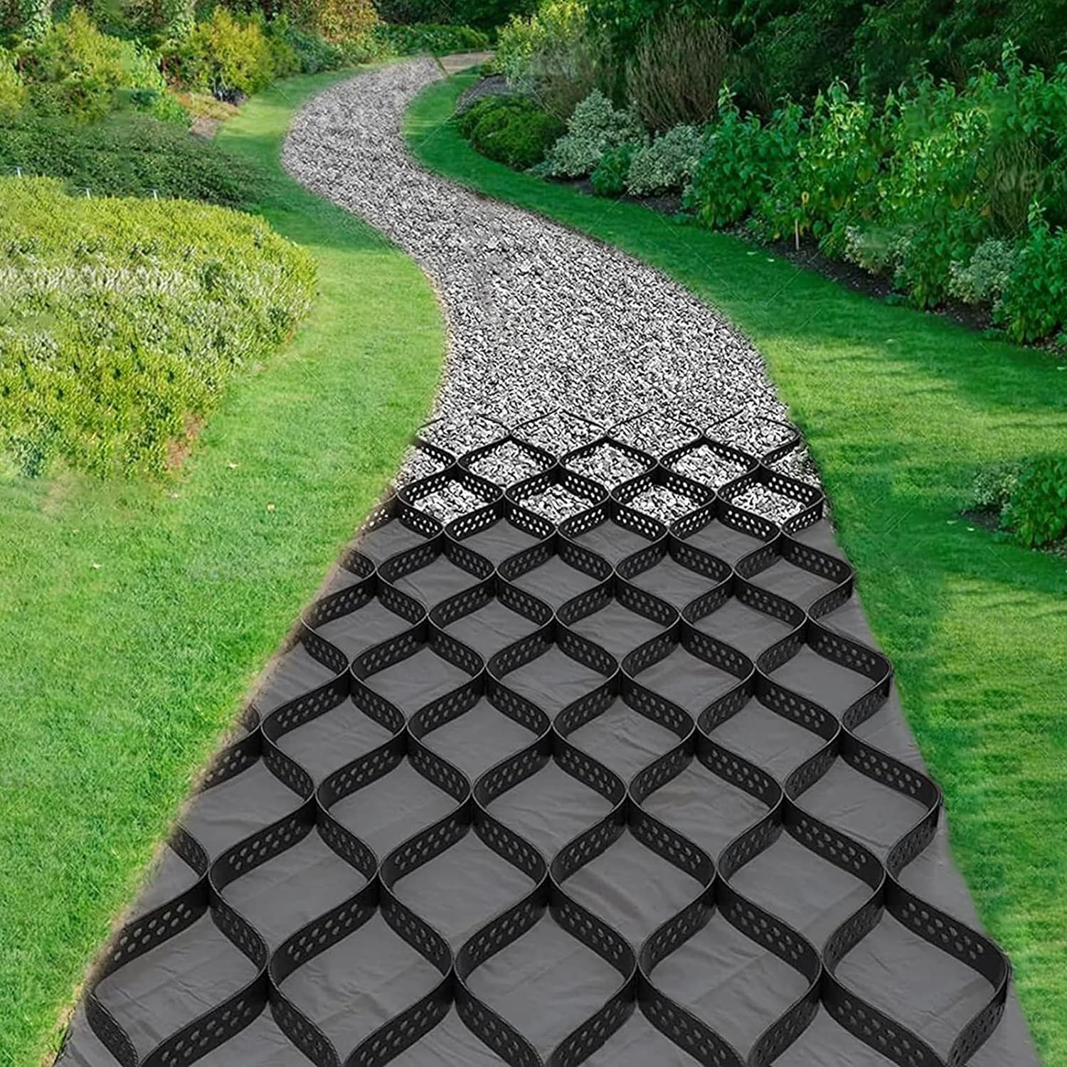 VUIKLCty Ground Grid, Ground Geotextile Grid, Used For Landscaping, Courtyard Garden Path/sidewalk/lawn Gravel Grid Stabilizer(6m x 6m (19.5ft x 19.5ft))