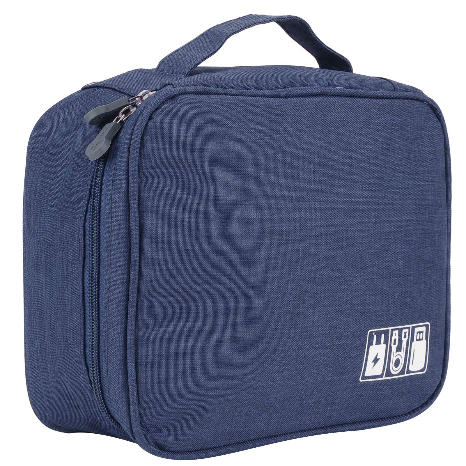 Electronic Organizer, Multifunction Cable USB Drive Organizer with Mesh Pockets Batteries Organizer Cable Storage Bag, USB Cable for Ear Phones(Navy Blue)-picture-11