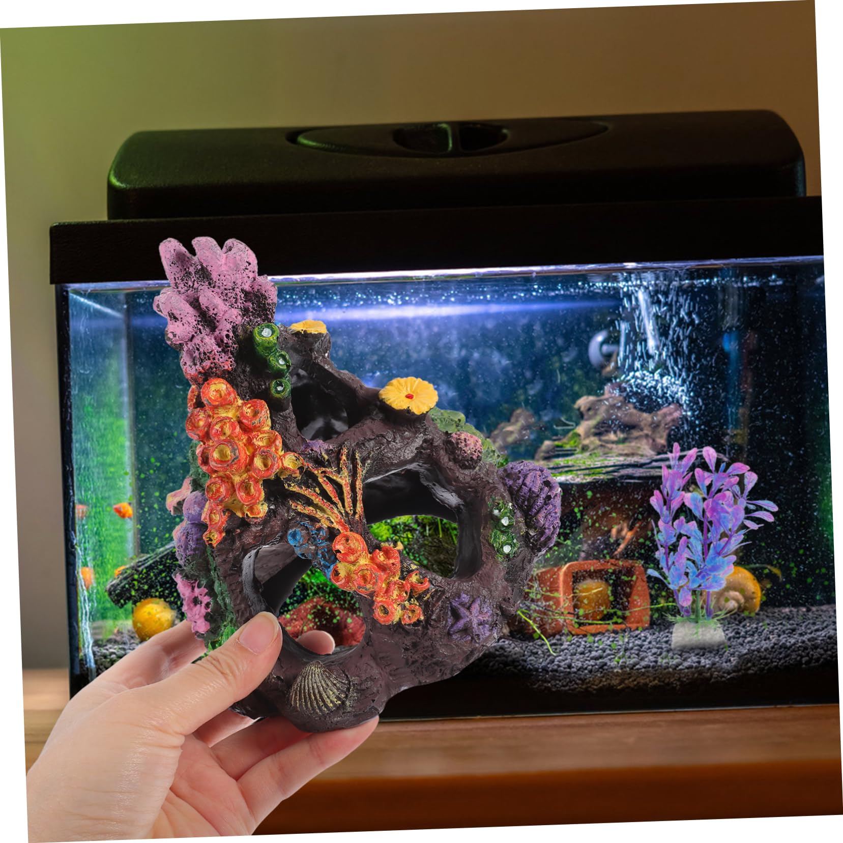 POPETPOP 4 Juegos Acuario Plantas Acuaticas Decoracion Adornos Pecera Decoración De Coral De Imitación Decoraciones De Peceras Planta Artificial Casera El Plastico 5 Piezas * 4