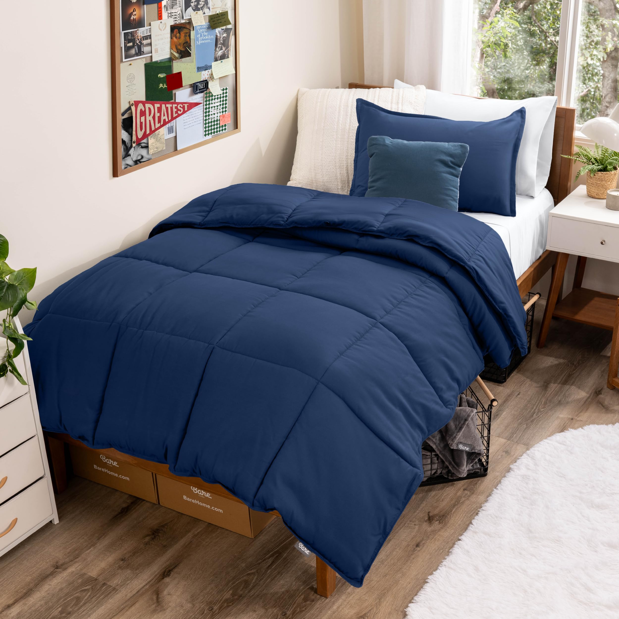 Bare Home Comforter Set - Ultra-Soft - Goose Down Alternative - Premium 1800 Series - All Season Warmth (Twin/Twin XL, Dark Blue)