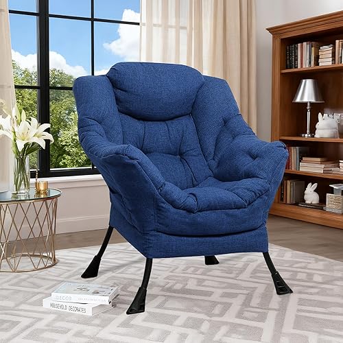 Miniatura 9 de Silla perezosa moderna de terciopelo con otomana, silla de estar contemporánea y cómoda, tapizada, cómoda, con reposapiés, reposabrazos y bolsillo