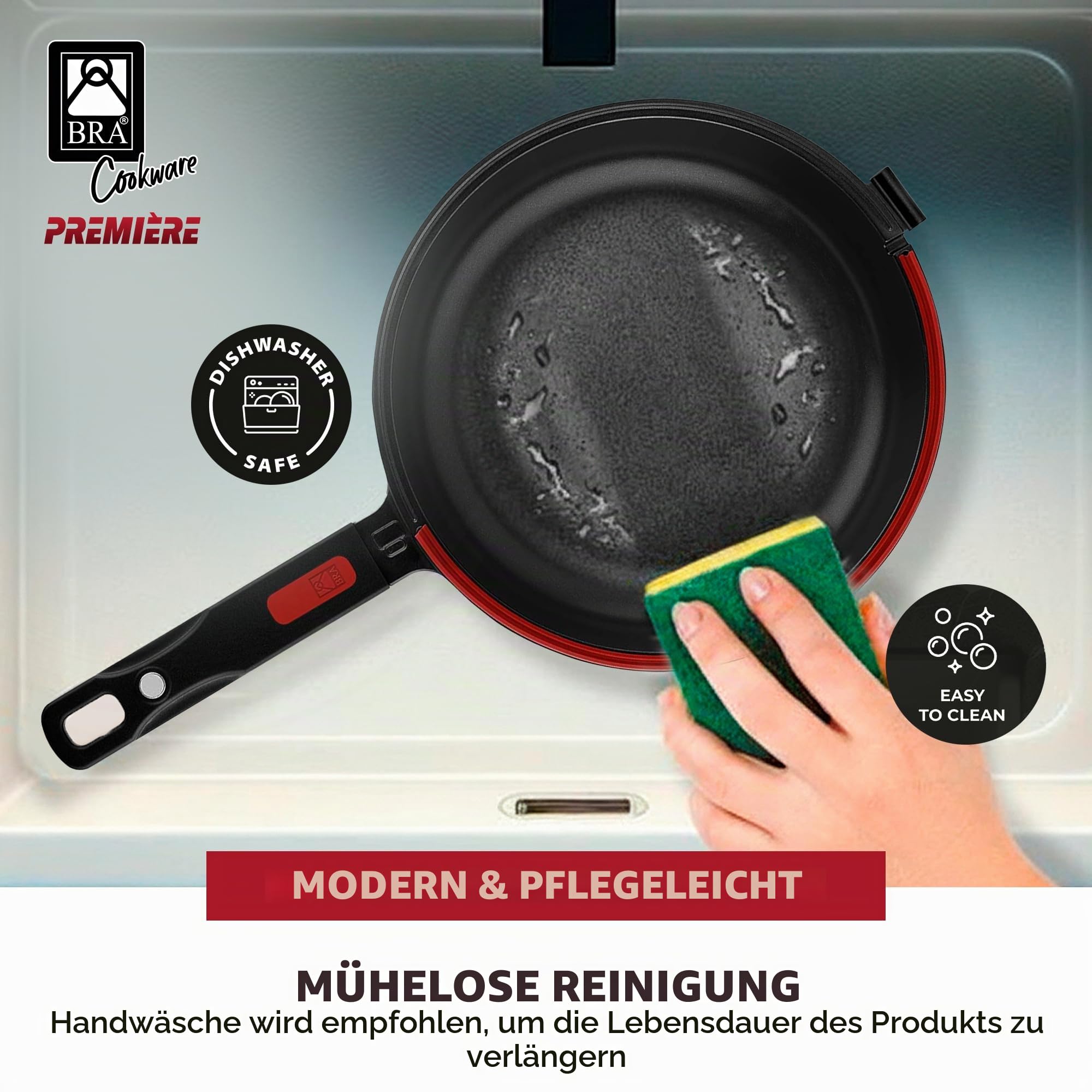 BRA Dupla Premiere | Doppelte Kartoffel-Omelette-Bratpfanne, 24 cm Durchmesser, Aluminiumguss, dreifache Antihaftschicht, 100% PFOA-frei, für alle Herdarten