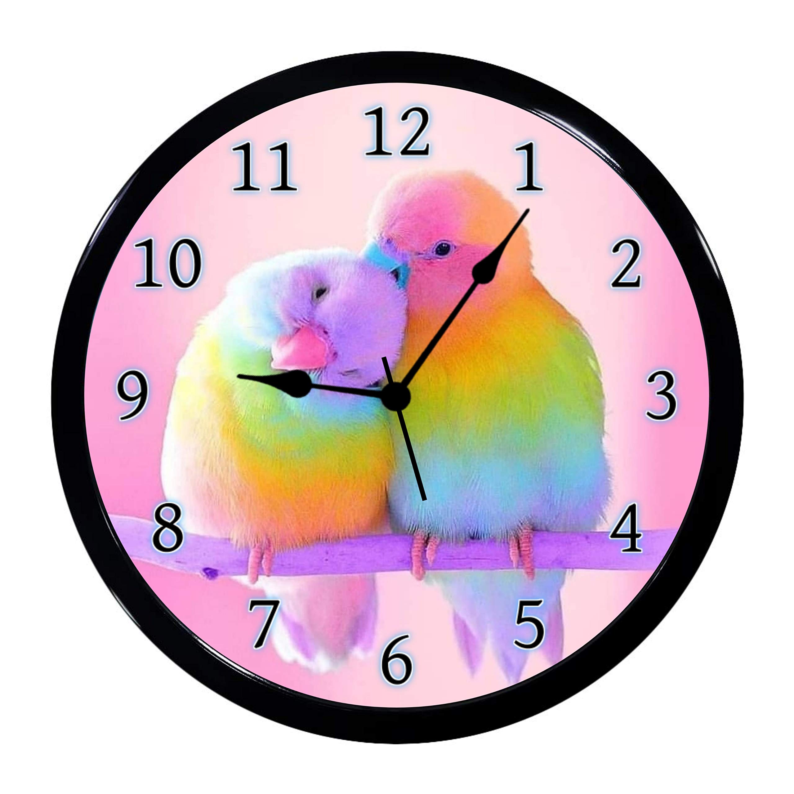 Babawill Love Birds Abs Plastic Wall Clock with Glass in Front 28 x 28 x 6 Cm