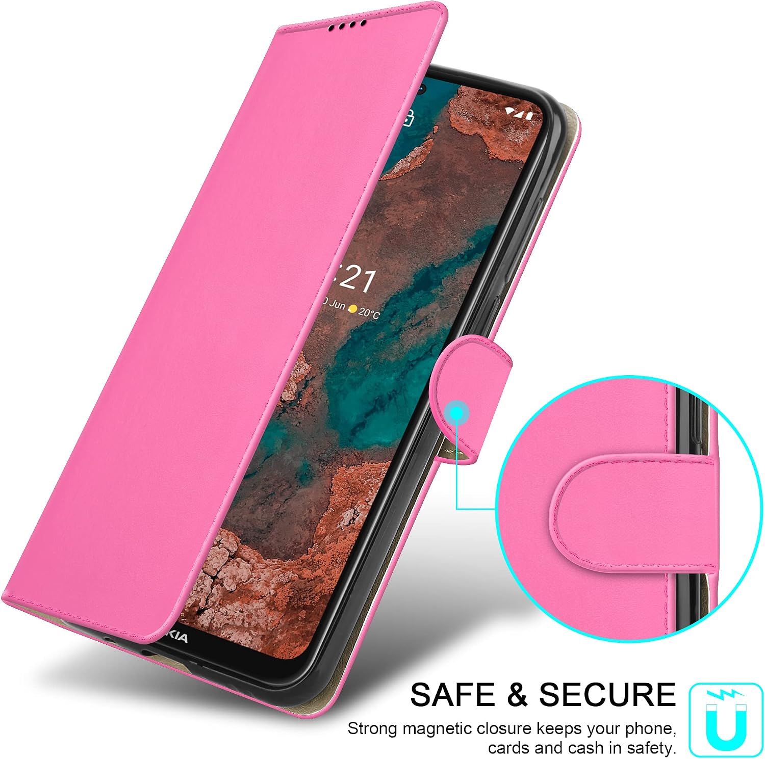 PIXFAB For Nokia X20 5G Leather Phone Case, Magnetic Closure Full Protection Book Folio Design - Image 5