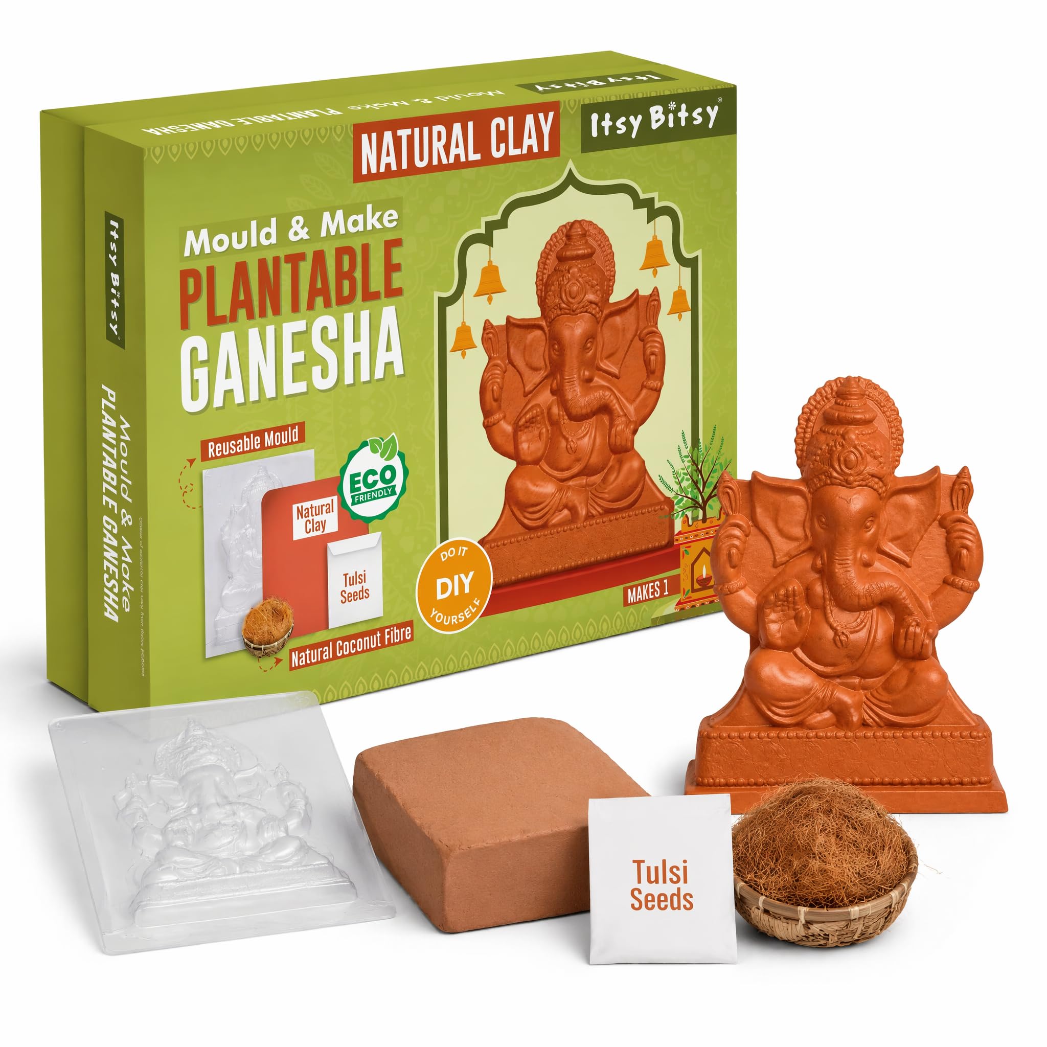 Little Birdie DIY Mould & Make Plantable Ganesha Kit | DIY Eco-Friendly Mould and Make Kit | Ganpati Murti Making Kit for Craft, Decoration | Gift for Kids & Adults-image-18
