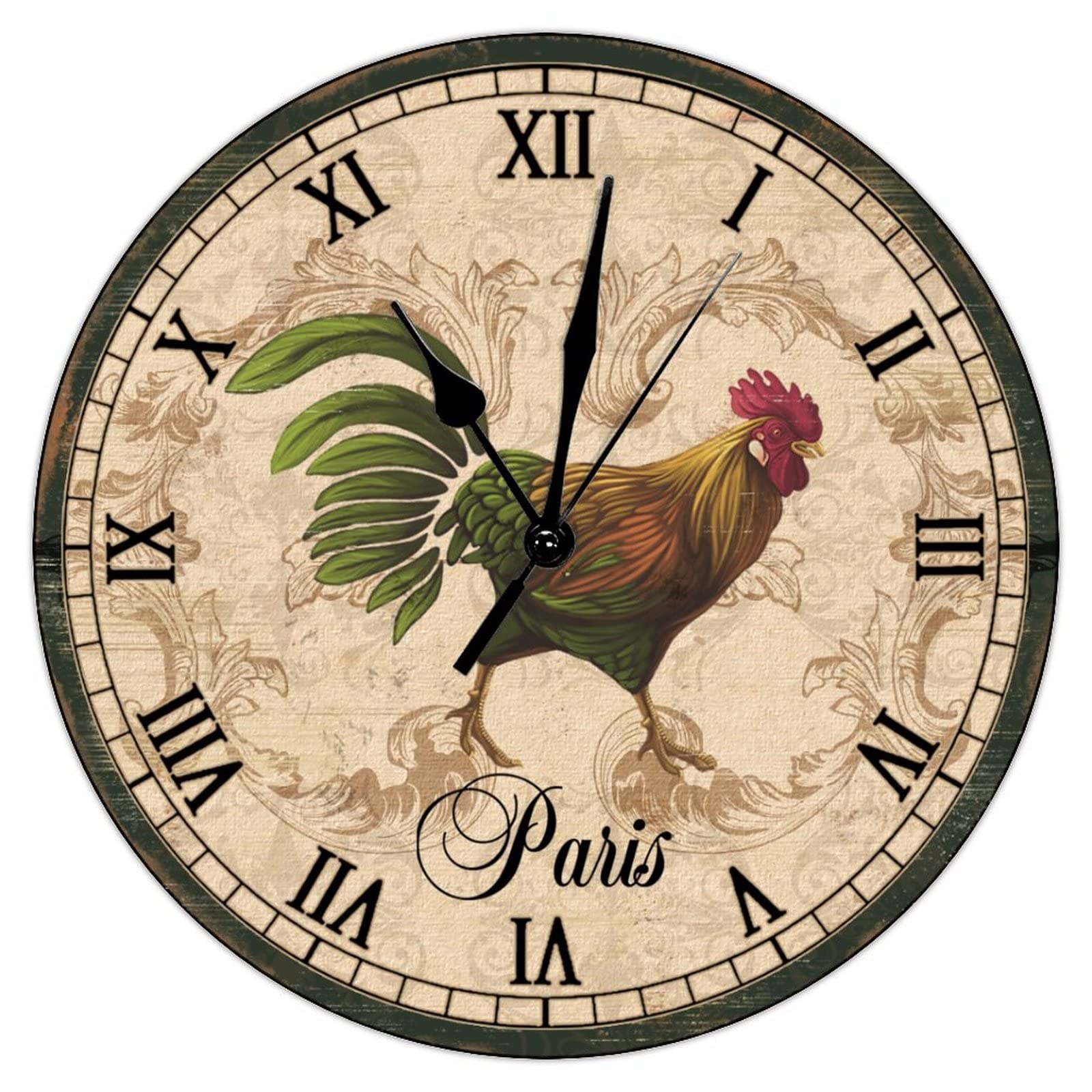 Horloge en bois coq français idéale pour décorer une buanderie ou une chambre