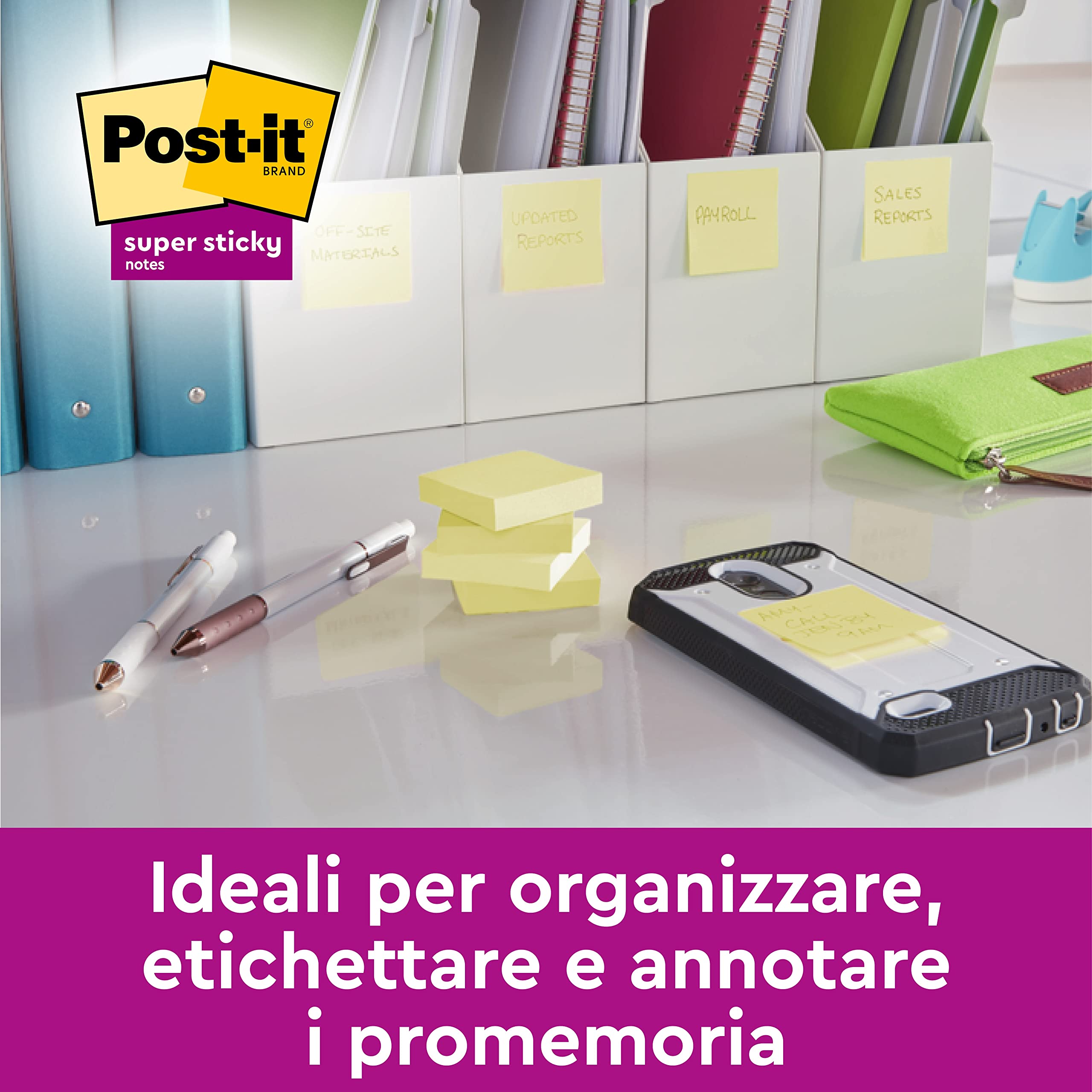 Post-It Foglietti Super Sticky Giallo 76x127mm 90 Fogli 4+2 Blocchetti
