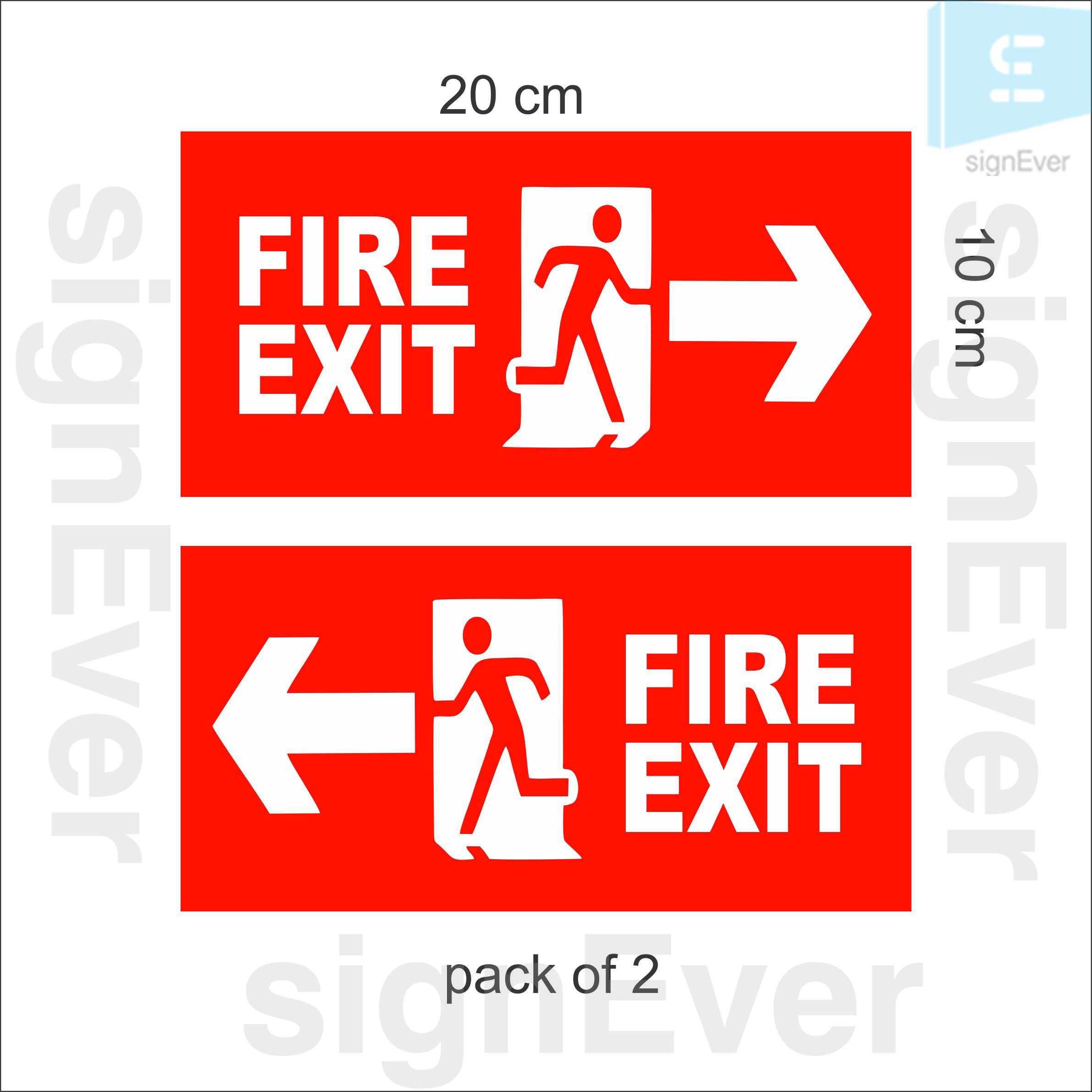 Fire Exit Sign Board Pack of 2-With Double side adhesive tape-Vinyl Sticker With Forex Board-(Red White) Home,Office,Lodge,Hotel,Theatere,Wall,Cabin,ACP,cupboard etc
