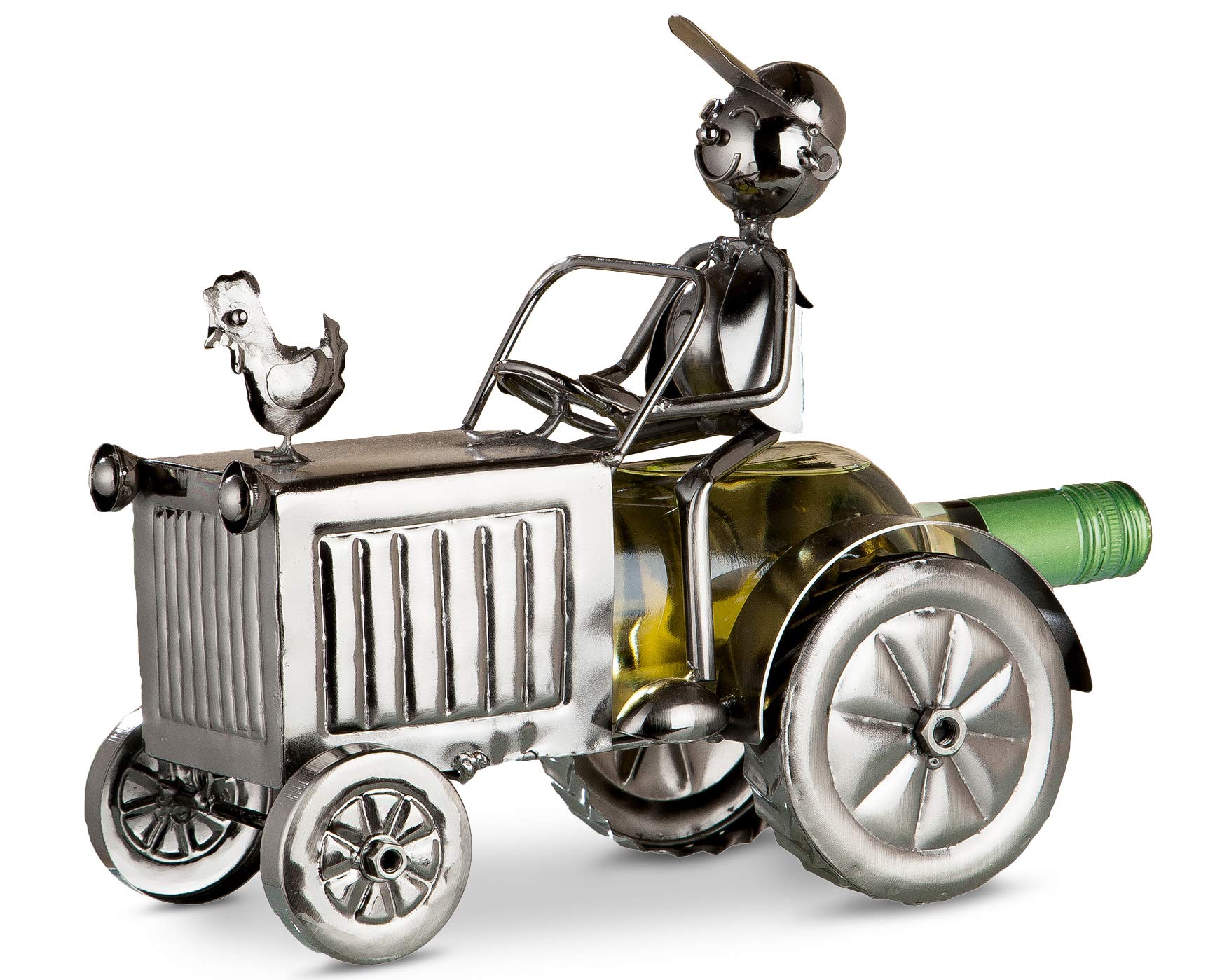 GILDE Weinflaschenhalter Metall vernickelt - Flaschenhalter - Weinständer - Fabr: Silber - Höhe 25 cm