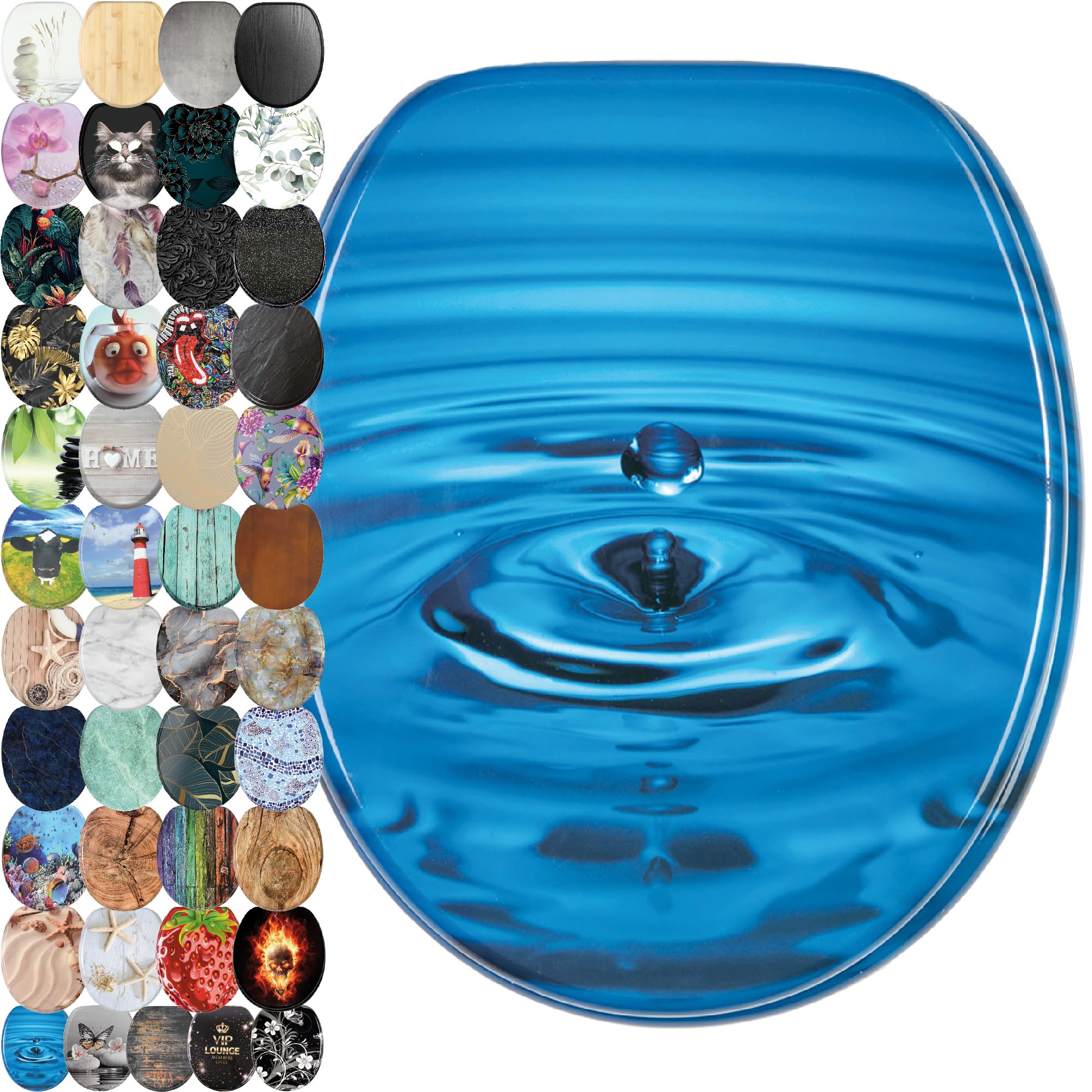 Sanilo Toilet Seat, Great Range of Colorful Toilet Seats, Stable Hinges, Easy to Mount (Waterdrop) — image 1