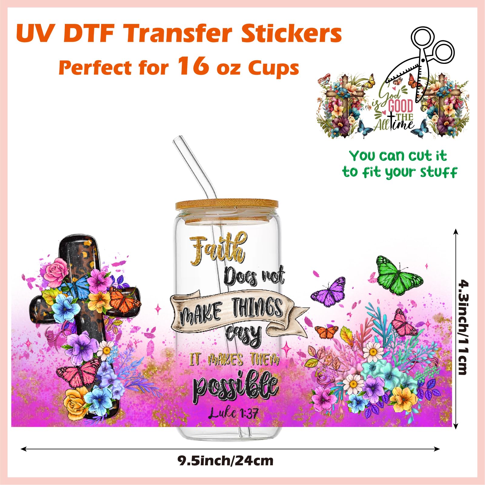 UV DTF Cup Wrap Transfer Stickers - 10 Sheets For 16oz Libbey Glasses, Christmas & Holiday Designs