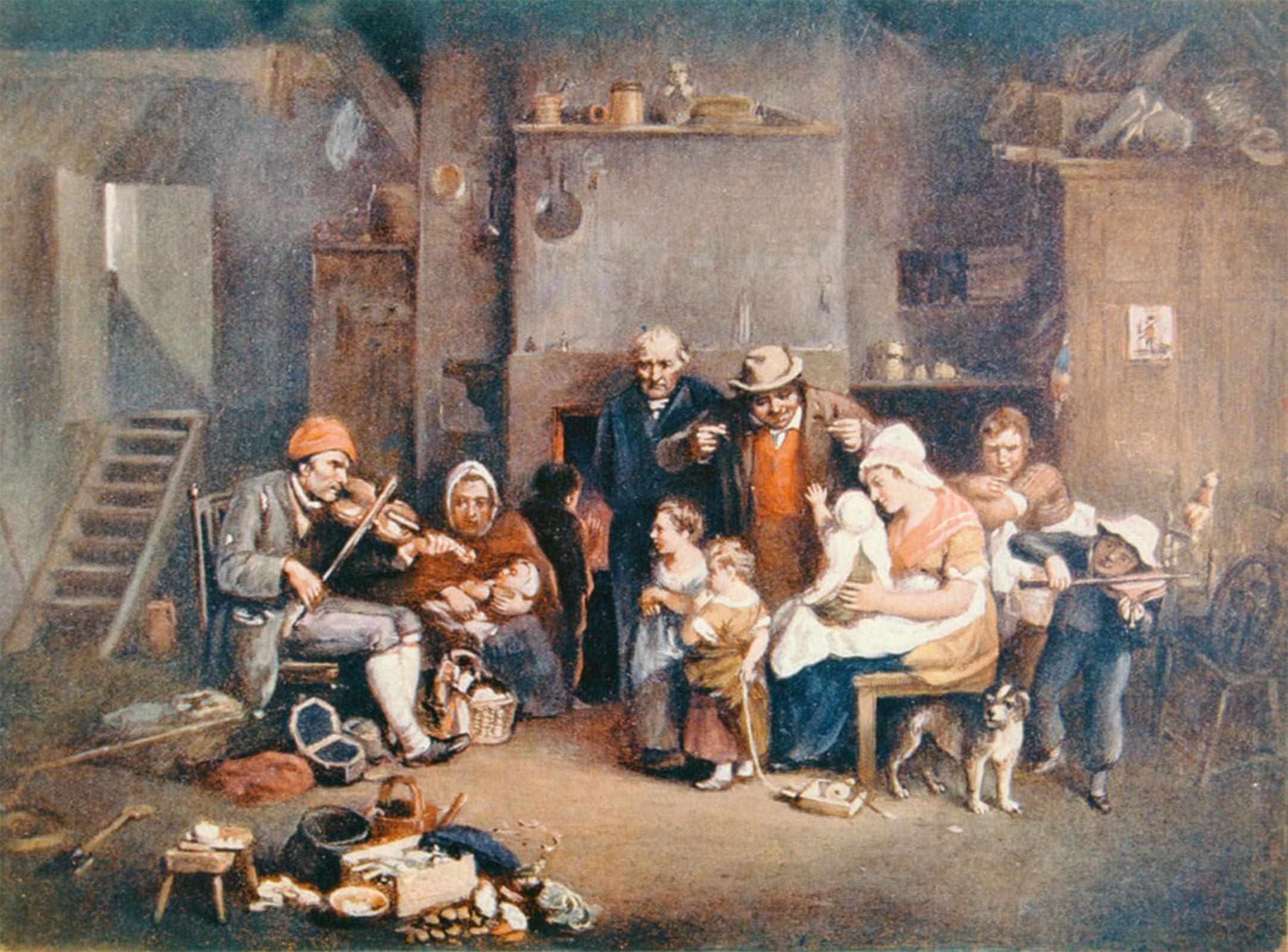 SERENDIPITP Retro Picture Poster Wall Art Pictures Painting the Blind Fiddler Illustration From lives of Great Men Told by David Wilkie Wall Art Canvas Print for Wall Decor 60x90cm