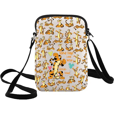 WZMPA Funny Tiger Crossbody Bag Tigers Inspired Gift Some Days Look Better Upside Adjustable Strap Bag Tiger Merchandise