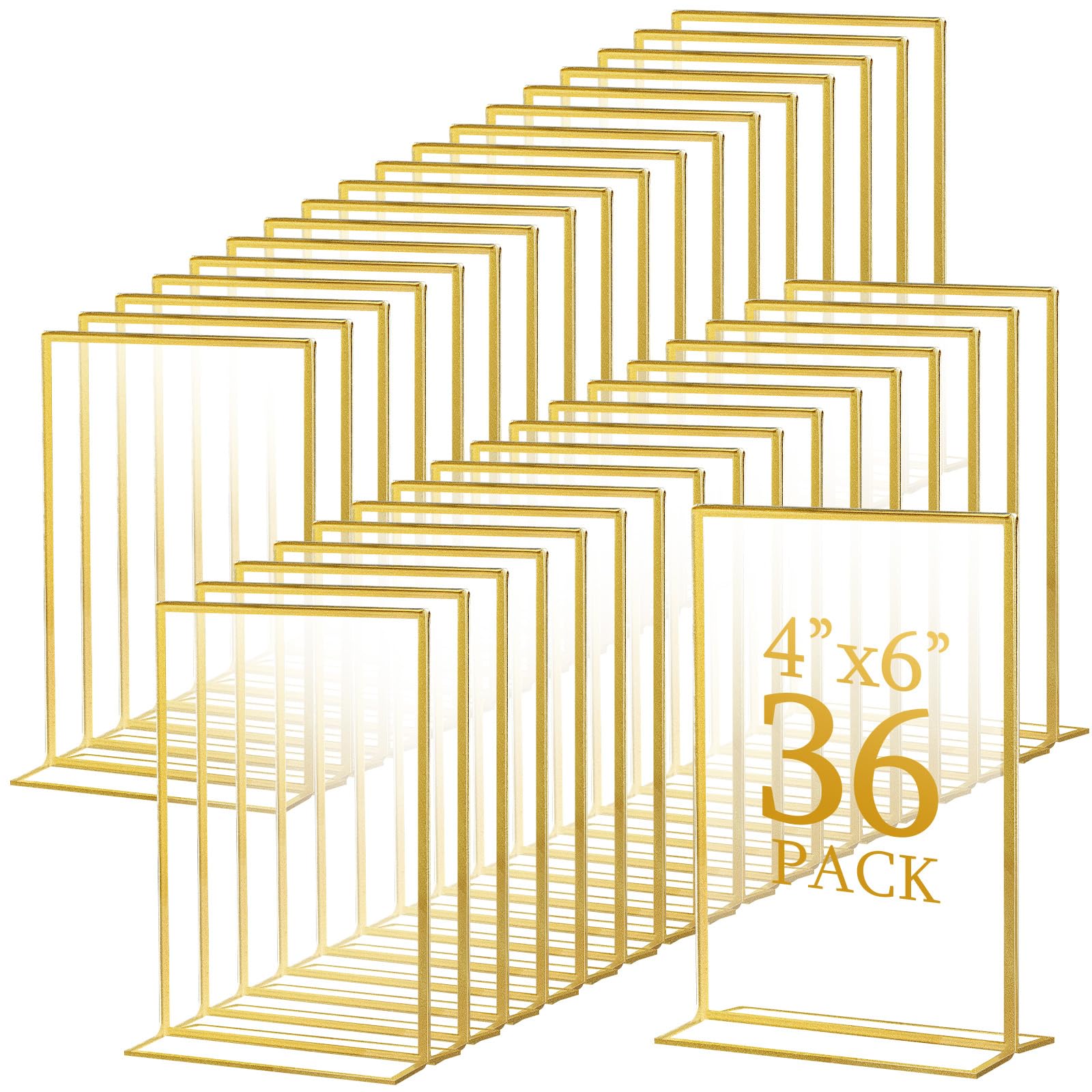 Photo 1 of Hoteam Acrylic Sign Holders, 4 x 6 Inch, Gold Clear