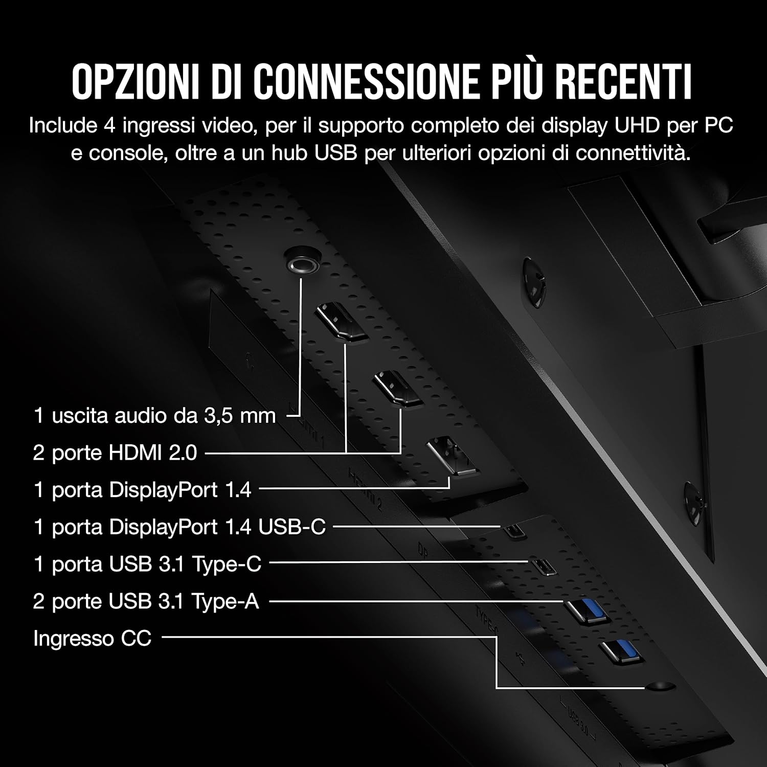 Corsair XENEON 32UHD144-A Monitor da Gioco 4K da 32 Pollici - 144Hz, IPS, 1ms, 3840 x 2160, FreeSync Premium, HDR600, DisplayPort, HDMI, Hub USB-C Corsair XENEON 32UHD144-A Monitor da Gioco 4K da 32 Pollici - 144Hz, IPS, 1ms, 3840 x 2160, FreeSync Premium, HDR600, DisplayPort, HDMI, Hub USB-C