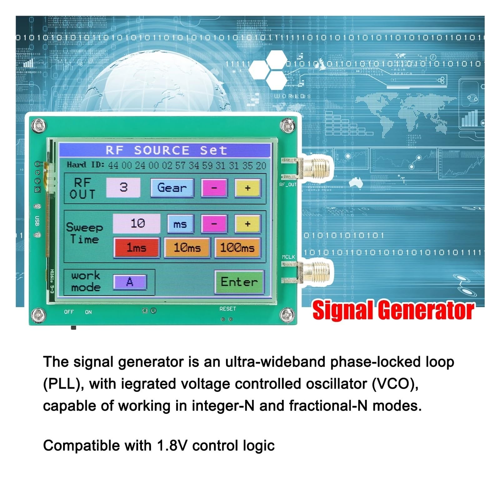 23,5-6000 MHz Signalgenerator 0,5 PPM Rauscharme Signalquelle Berührbarer Bildschirm PC-Softwaresteuerung PLL VCO