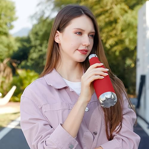 Miniatura 5 de MEWAY Botella de agua deportiva de 17 onzas de acero inoxidable con aislamiento al vacío, botella de agua deportiva a prueba de fugas, botella de