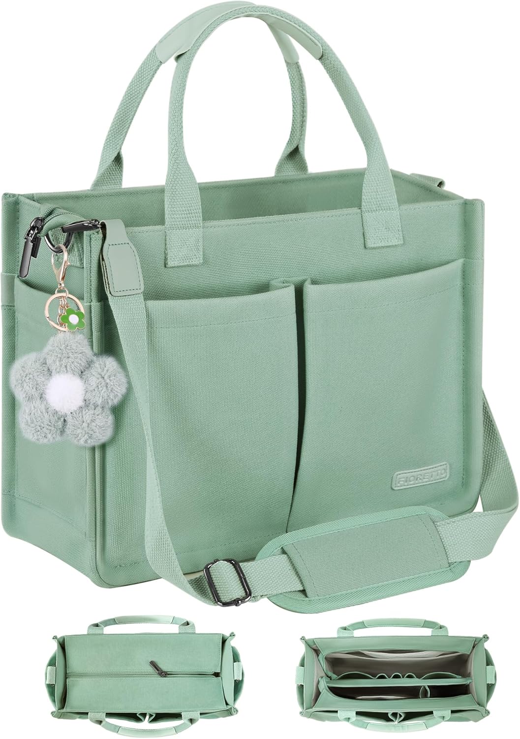 FIORETTO Womens Canvas Tote Bag Purse with Individual...