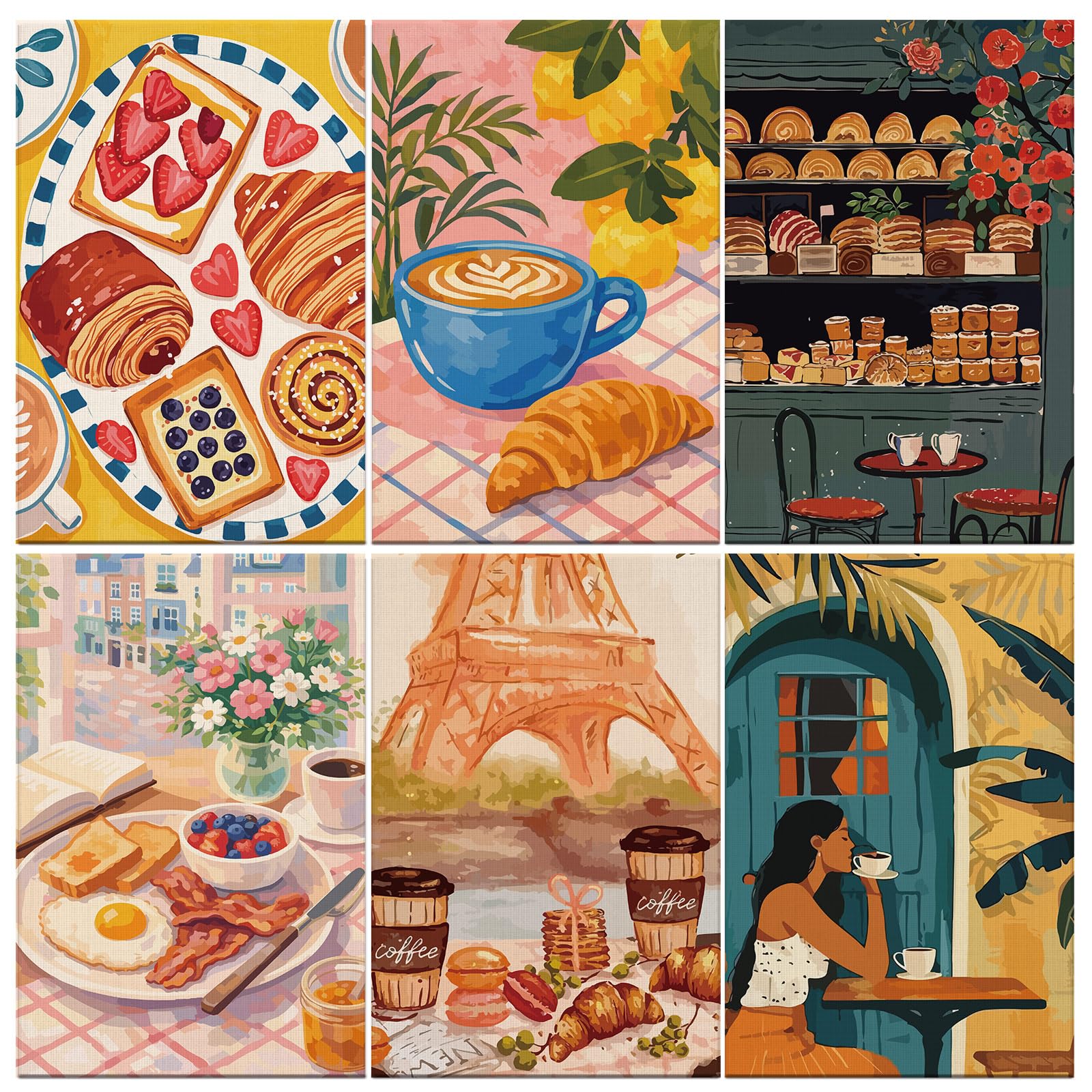 Kaieteur Paquete de 6 kits de pintura por números para adultos, kit de pintura al óleo para niños o principiantes con p…