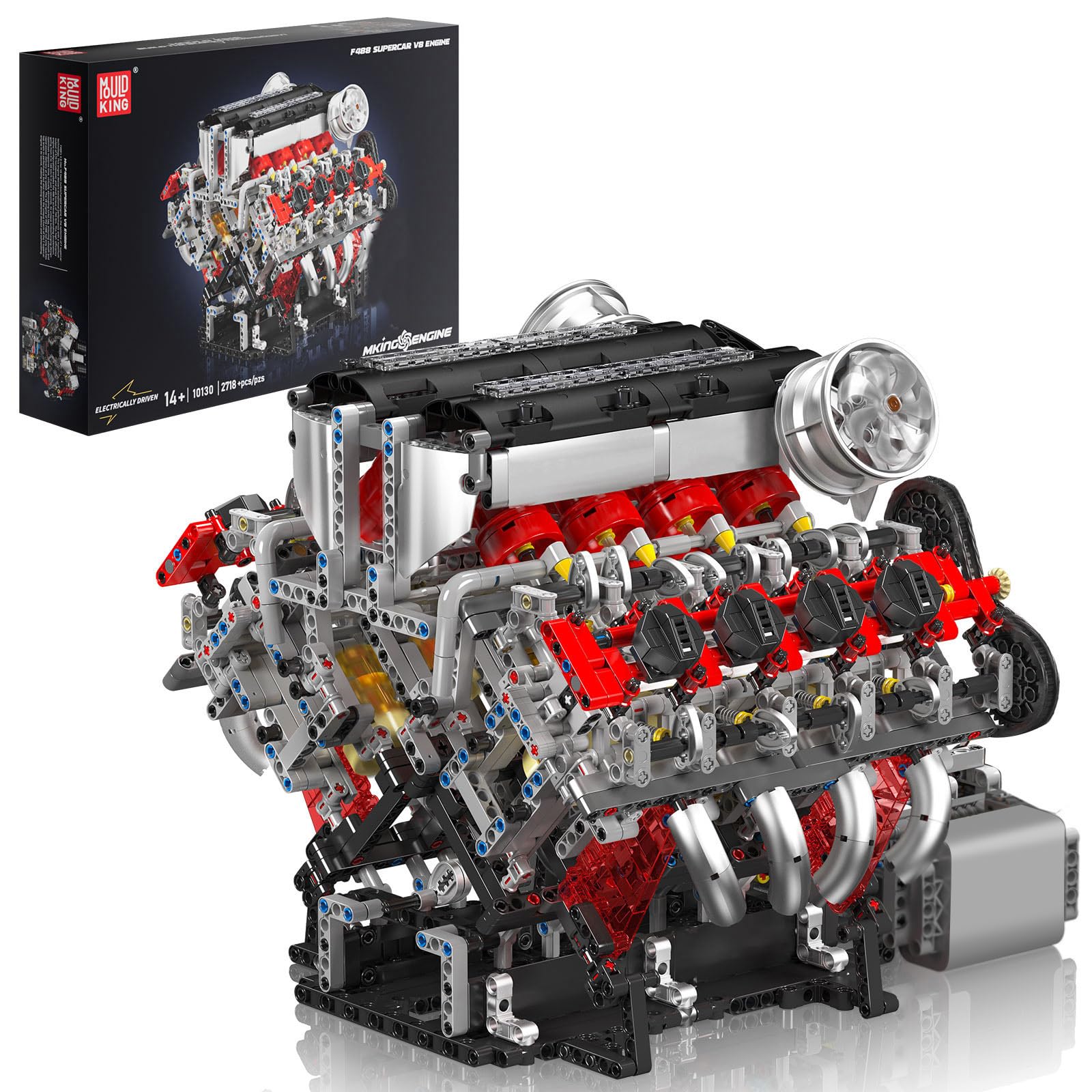 Kit Motore V8 Mould King 10130 - Modello Auto F488 Da Costruzione Con 2718 Pezzi, Motore Funzionante, Per Adulti