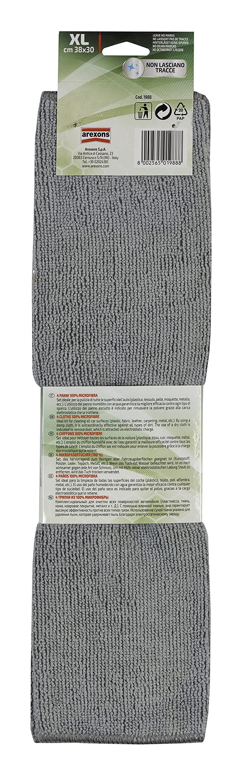 Kit Pulizia Auto AREXONS - 4 Panni Microfibra XL Per Interni Ed Esterni | Asciutto E Bagnato - Foto 12