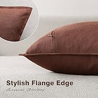 Vista 199 de Foindtower Paquete de 2 fundas de almohada decorativas de lino y liso, funda de cojín decorativa suave, estilo bohemio campestre para silla, sofá