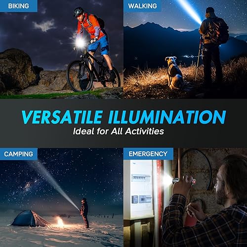 Miniatura 6 de WdtPro Linterna LED SR2000 Pro de alto lúmenes, paquete de 2 linternas tácticas más brillantes con 5 modos y zoomable, potente mini luz flash para