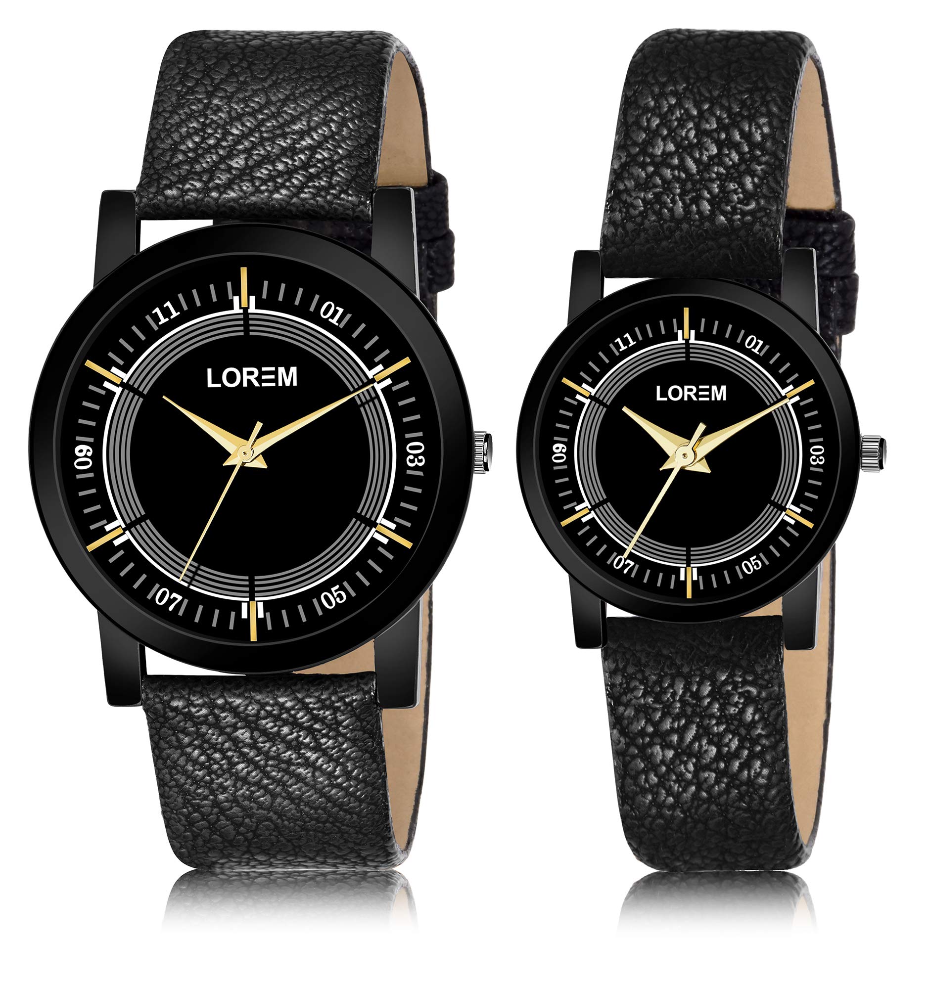 LOREM Mens and Womens Multicolour Dial Analogue Couple Watches (Black ) (B083ZFR8VR) Amazon Price History, Amazon Price Tracker