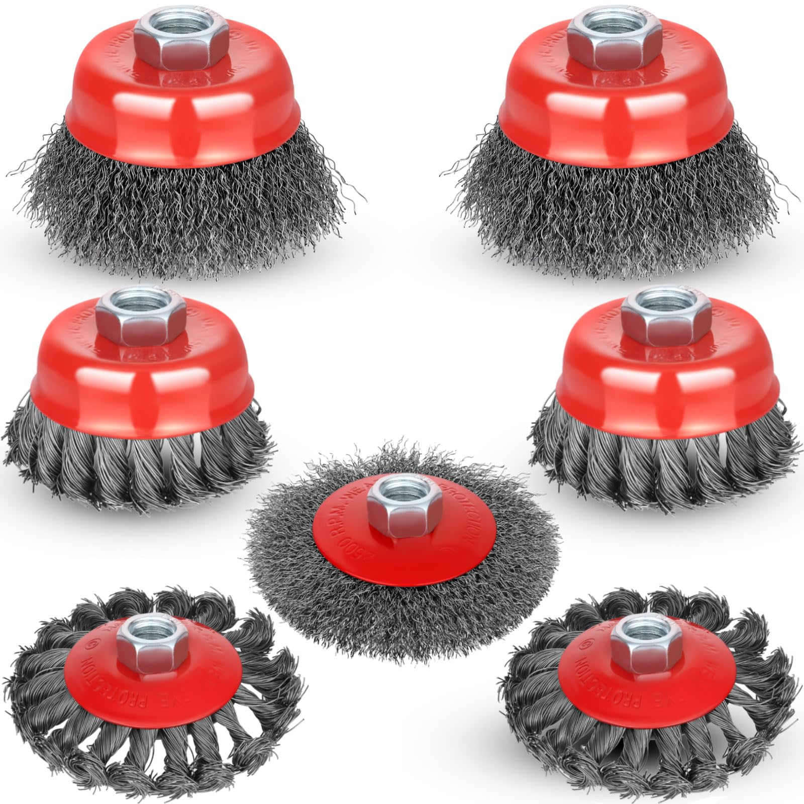8 Pack 4 Inch Wire Wheels for Angle Grinder, Wire Brush Wheel for 4 1/2 Angle Grinder, Twist Knotted Carbon Steel Angle Grinder Wire Wheel Brush with 5/8" Thread Arbor