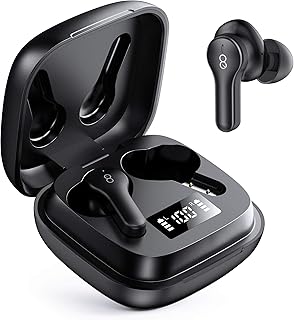 Losei D65 Bluetooth Headphones, 4-Mics Call Ear Buds Noise Canceling Wireless Earbuds, 30 Hours IPX7 Waterproof Earphones, TWS in Ear Headset with Power Display & Wireless Charging Case for Sports