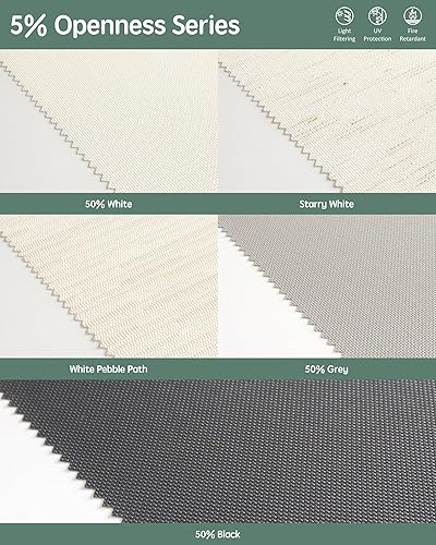 Vista 23 de Yoolax Persiana solar motorizada con control Romote para filtrar la luz, persianas enrollables con visión transparente (gris)