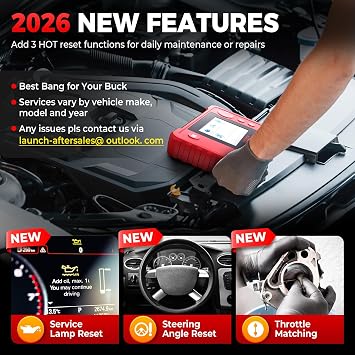 LAUNCH Creader VII+ V2.0 OBD2 Scanner, 2026 New Engine/Transmission/ABS/SRS Diagnostic Scan Tool With Oil Reset/Throttle Adaption/SAS Relearn, Check Engine Code Reader, Full OBD2, Lifetime Free Update